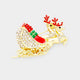 Reindeer and Sleigh Rhinestone Brooch P1290