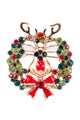Christmas Elk Deer Rhinestone Brooch PA3192