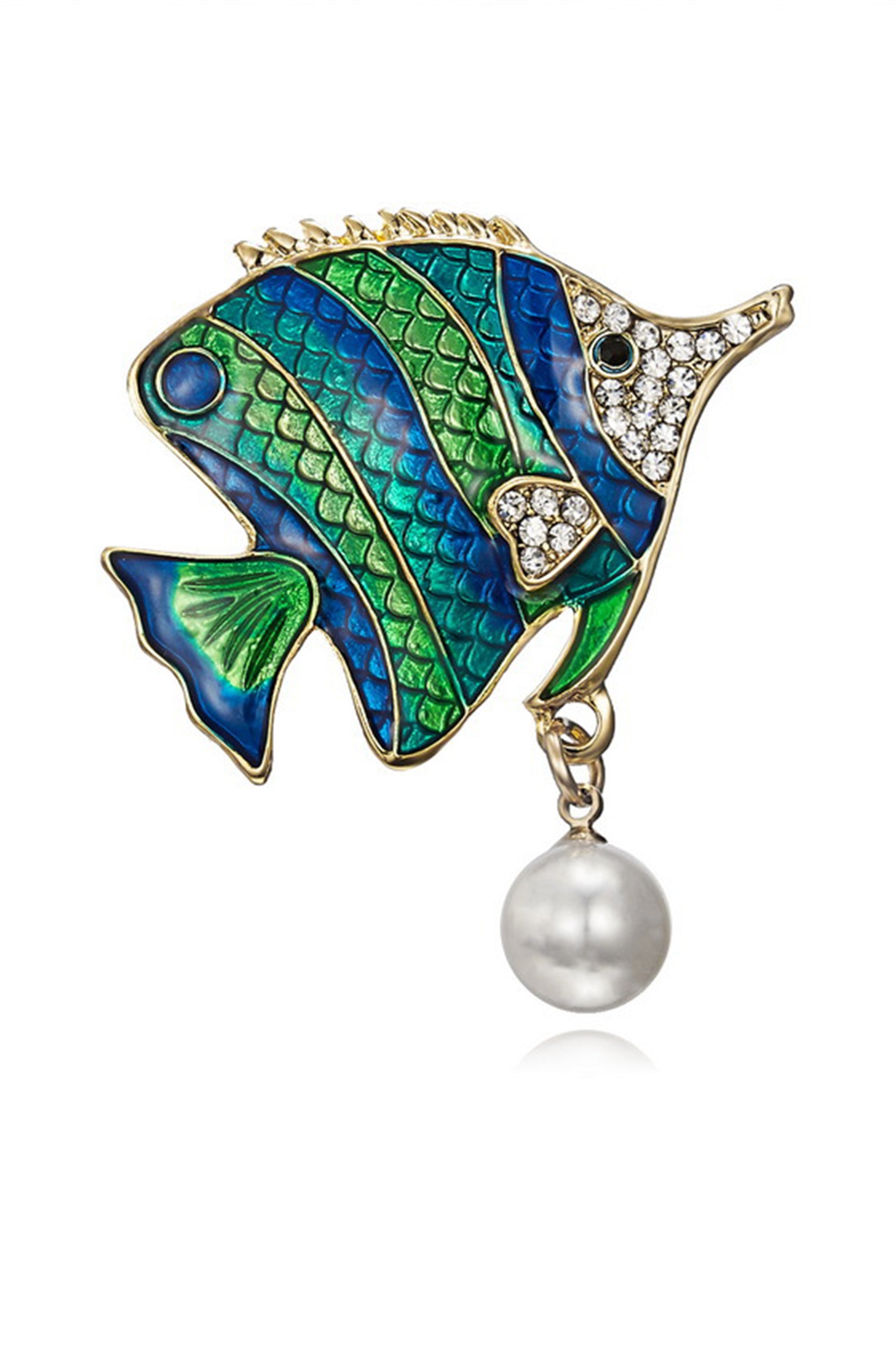 Rhinestone Fish Brooch PA3236