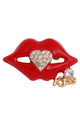 Rhinestone Red Lips Brooch PA3307