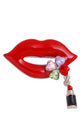 Rhinestone Red Lips Brooch PA3307