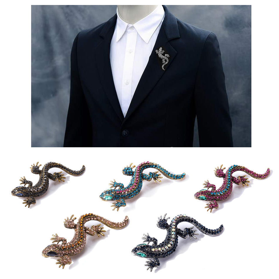 Alloy Rhinestone Lizard Brooch  PA3407