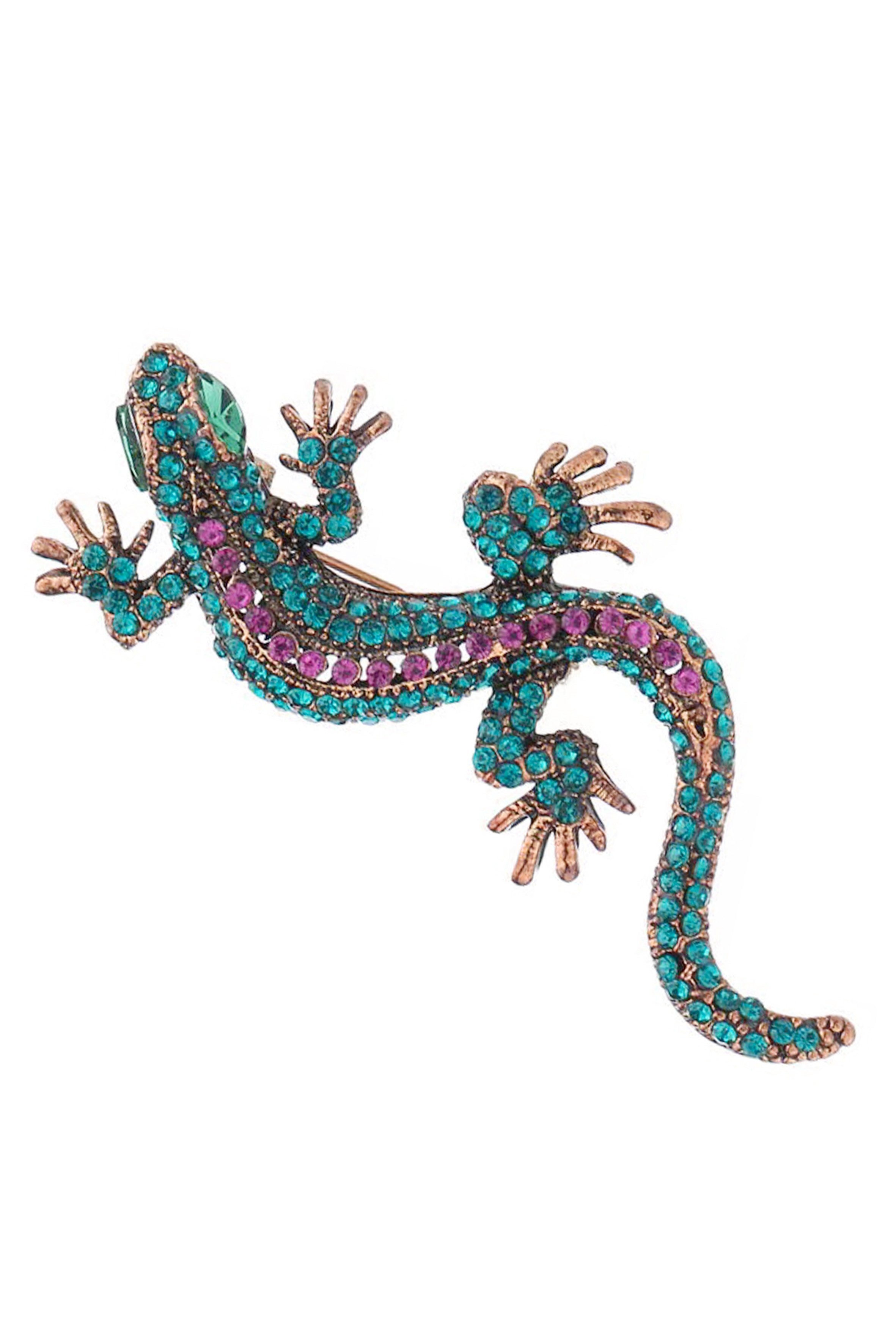 Alloy Rhinestone Lizard Brooch  PA3407