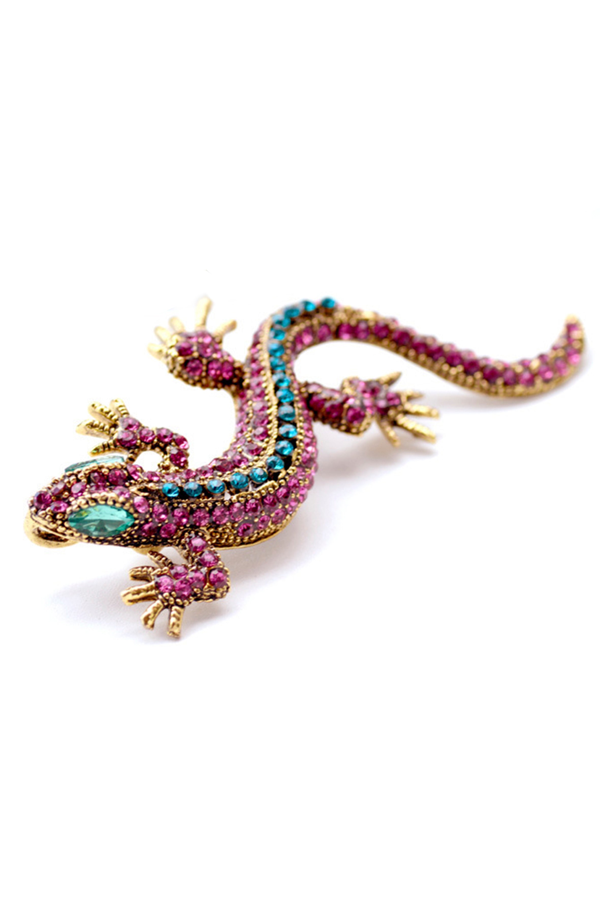 Alloy Rhinestone Lizard Brooch  PA3407
