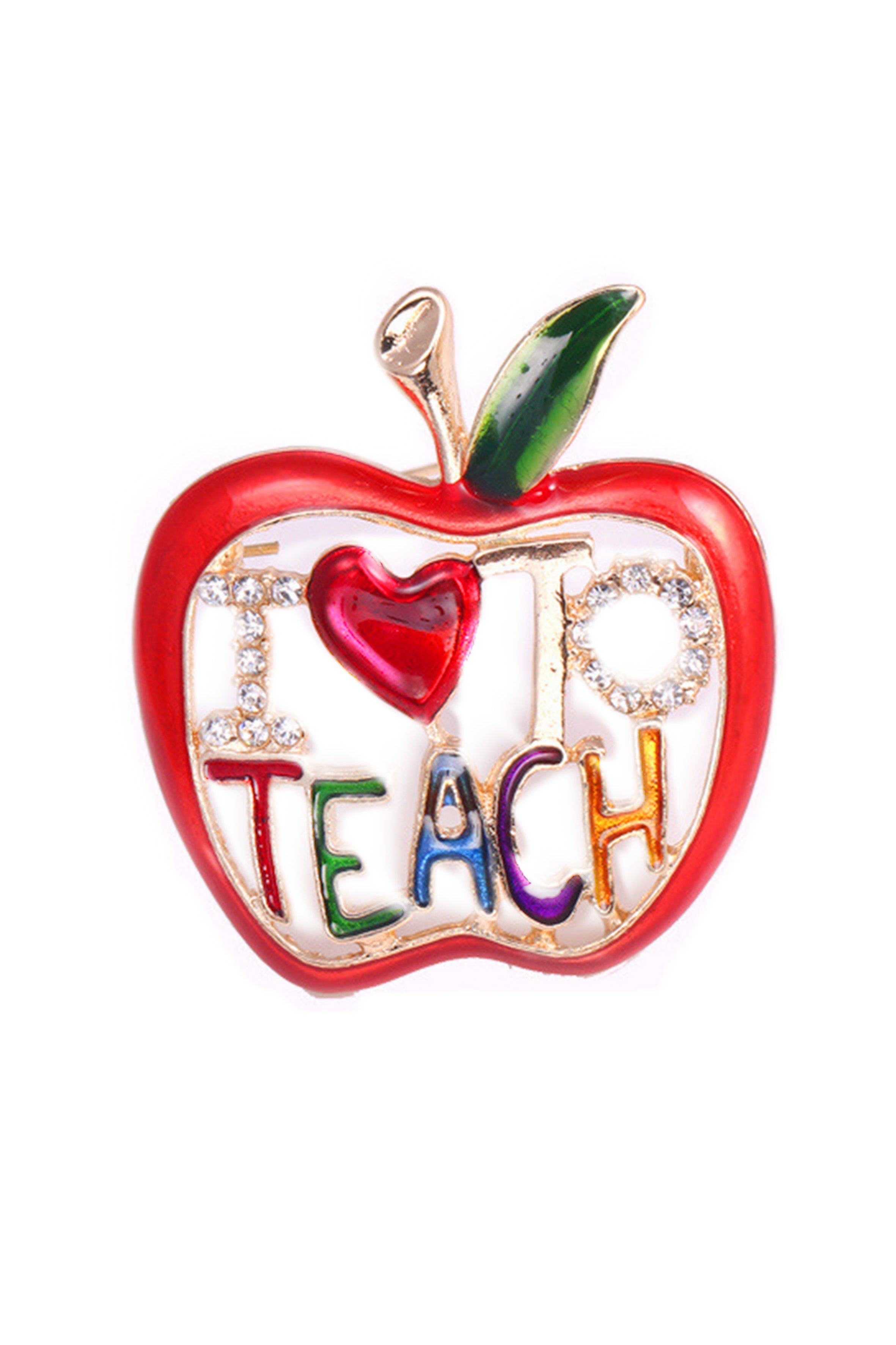 Broche de manzana con diamantes de imitación PA3495