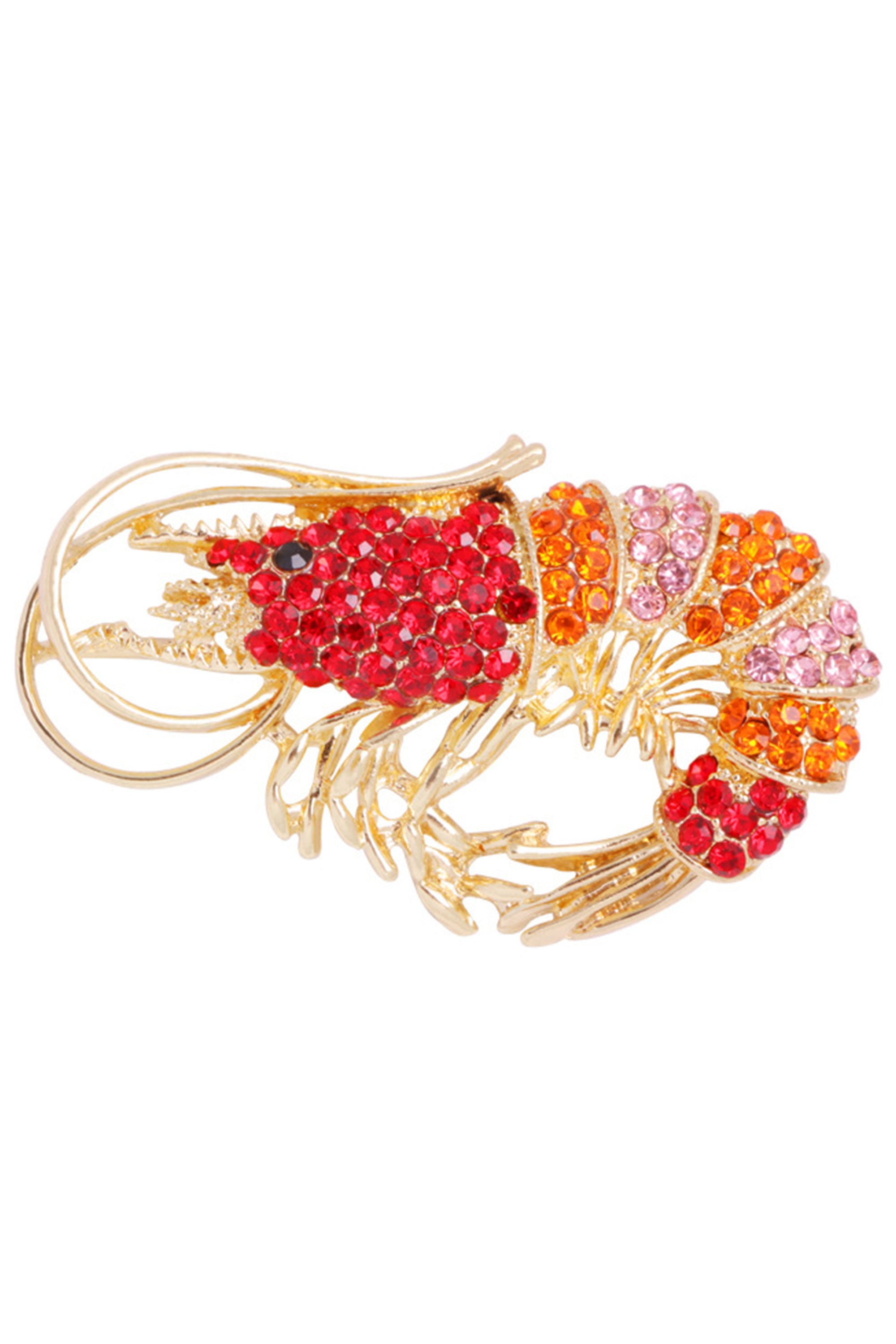 Shrimp Rhinestone Brooch PA3514