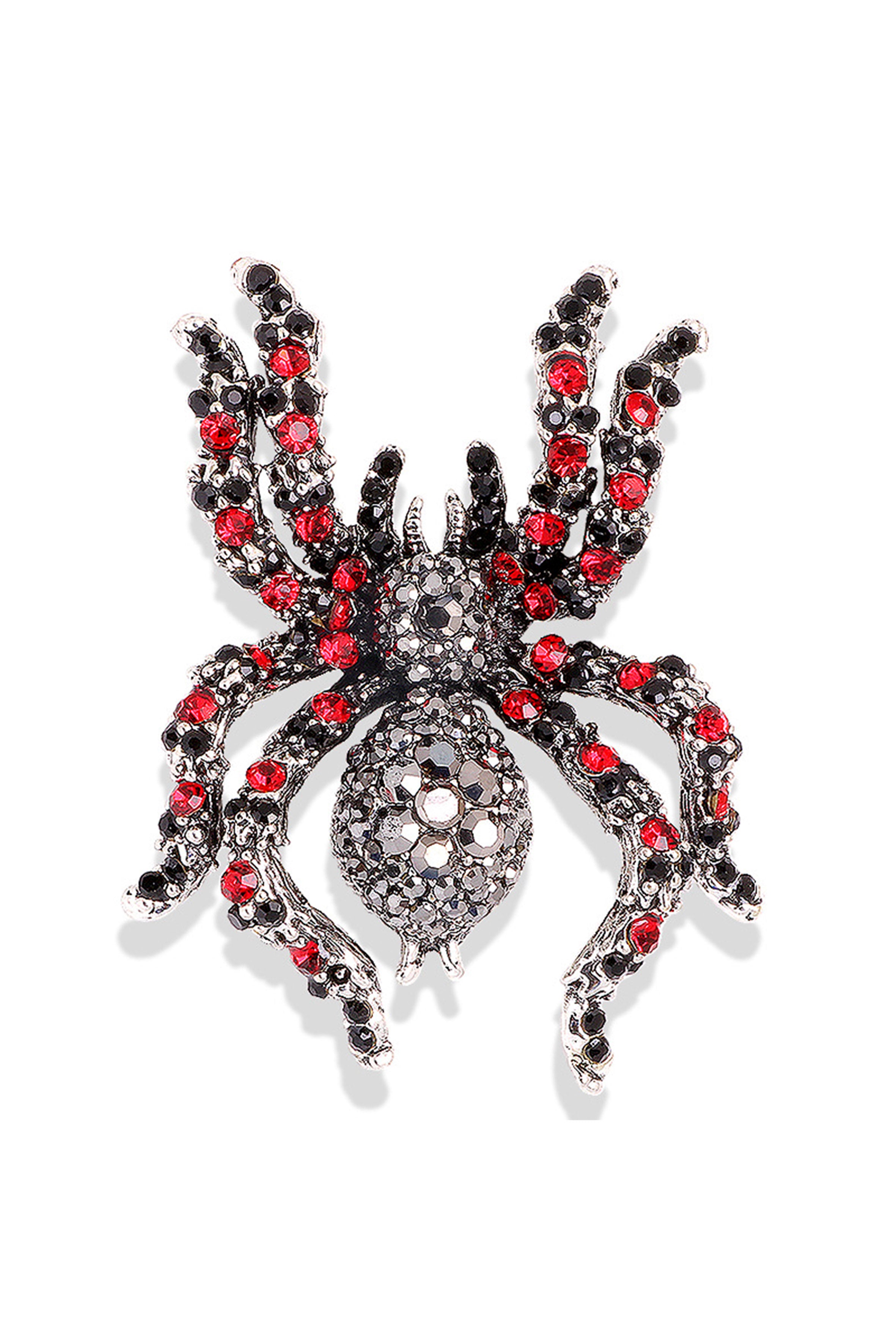 Alloy Rhinestone Spider Brooch PA3521