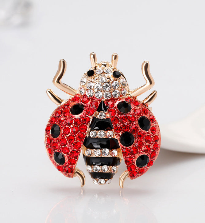 Ladybug Alloy Rhinestone Brooch PA3585
