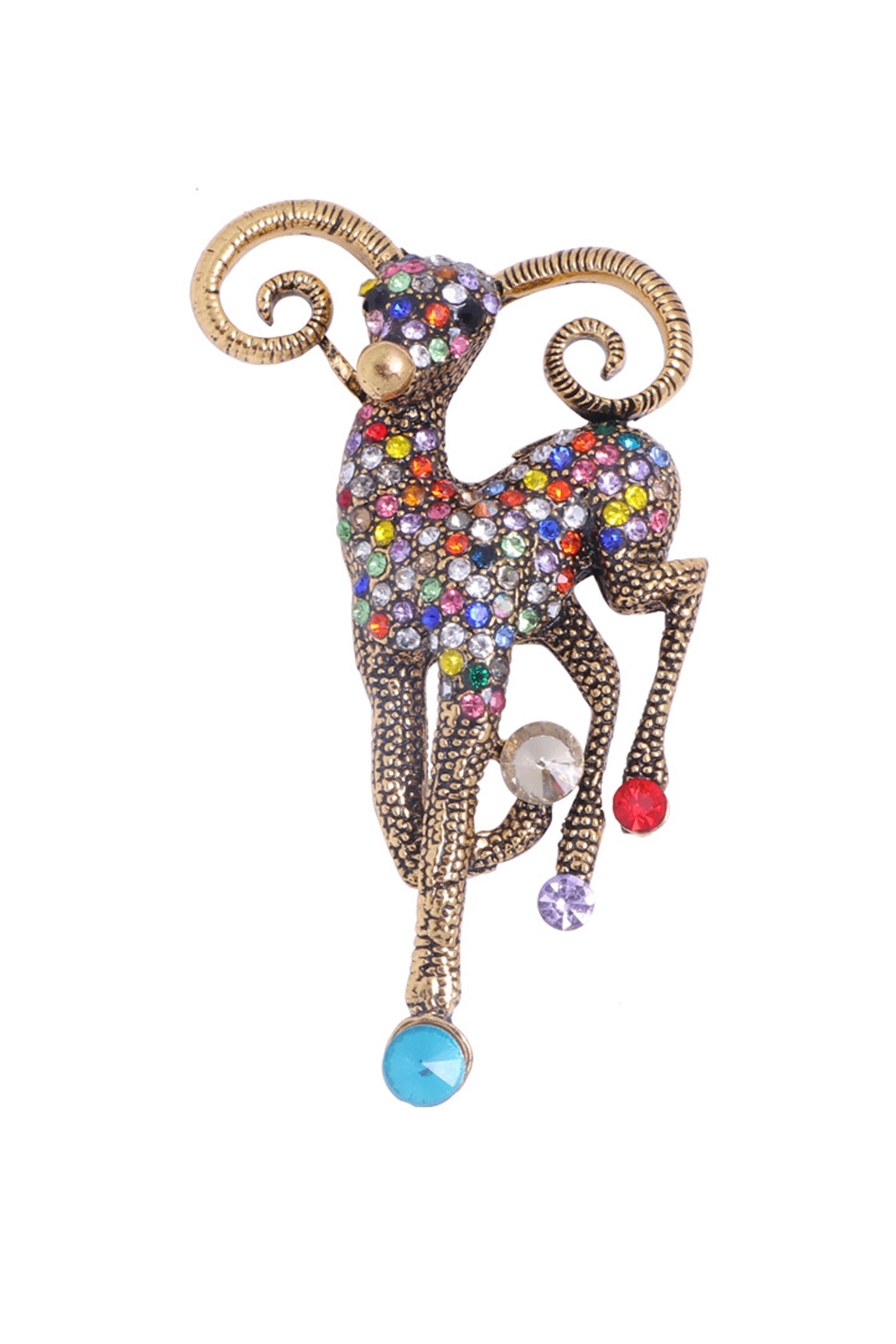 Goat Crystal Alloy Brooch PA3640