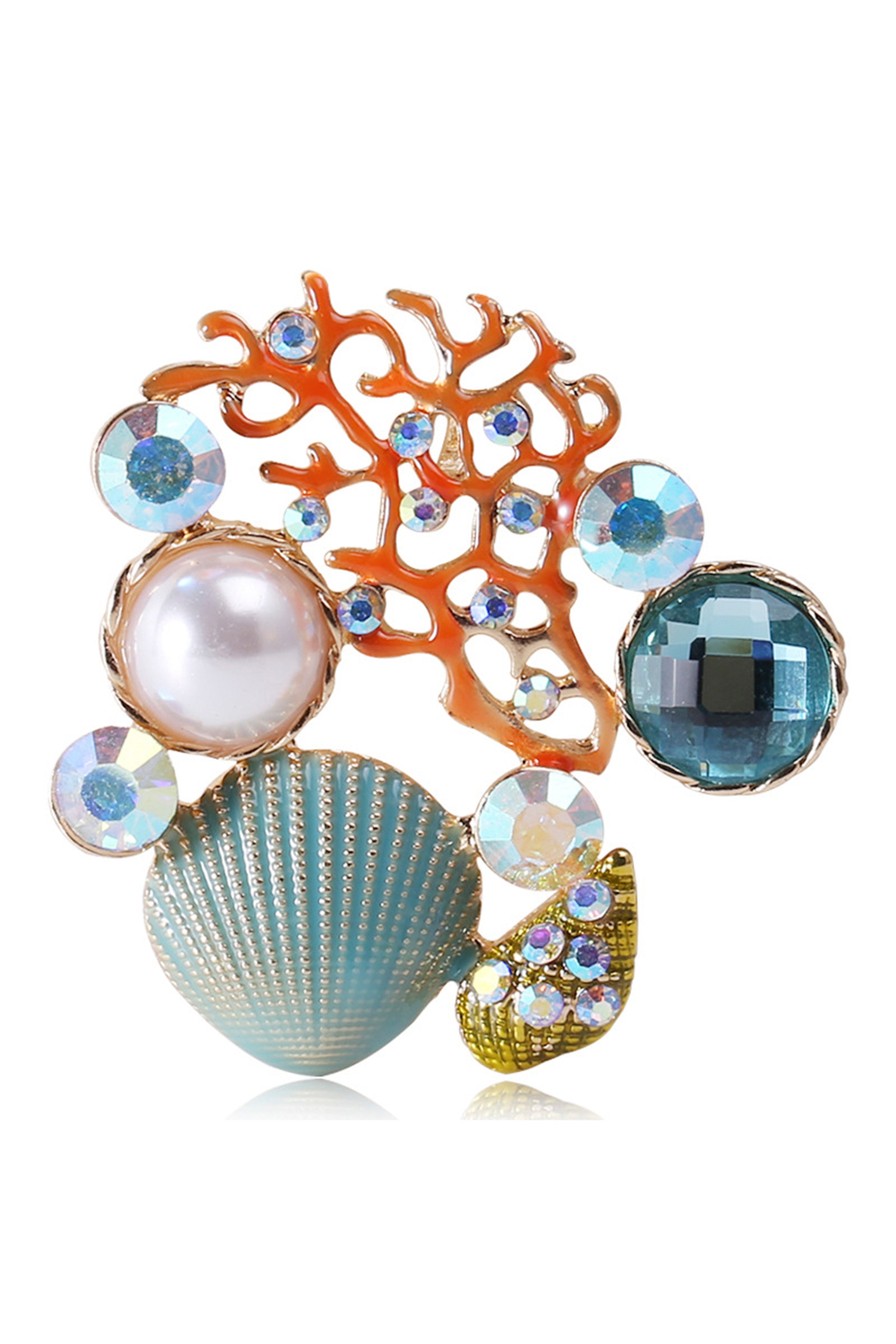 Alloy Crystal Shell Brooch PA3670