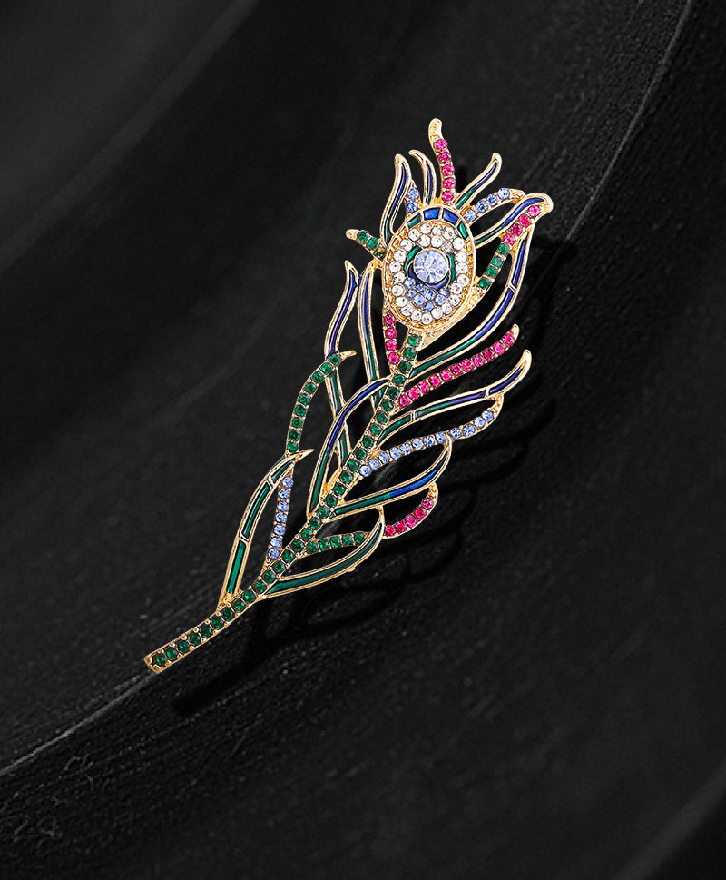 Broche de plumas con diamantes de imitación PA3991
