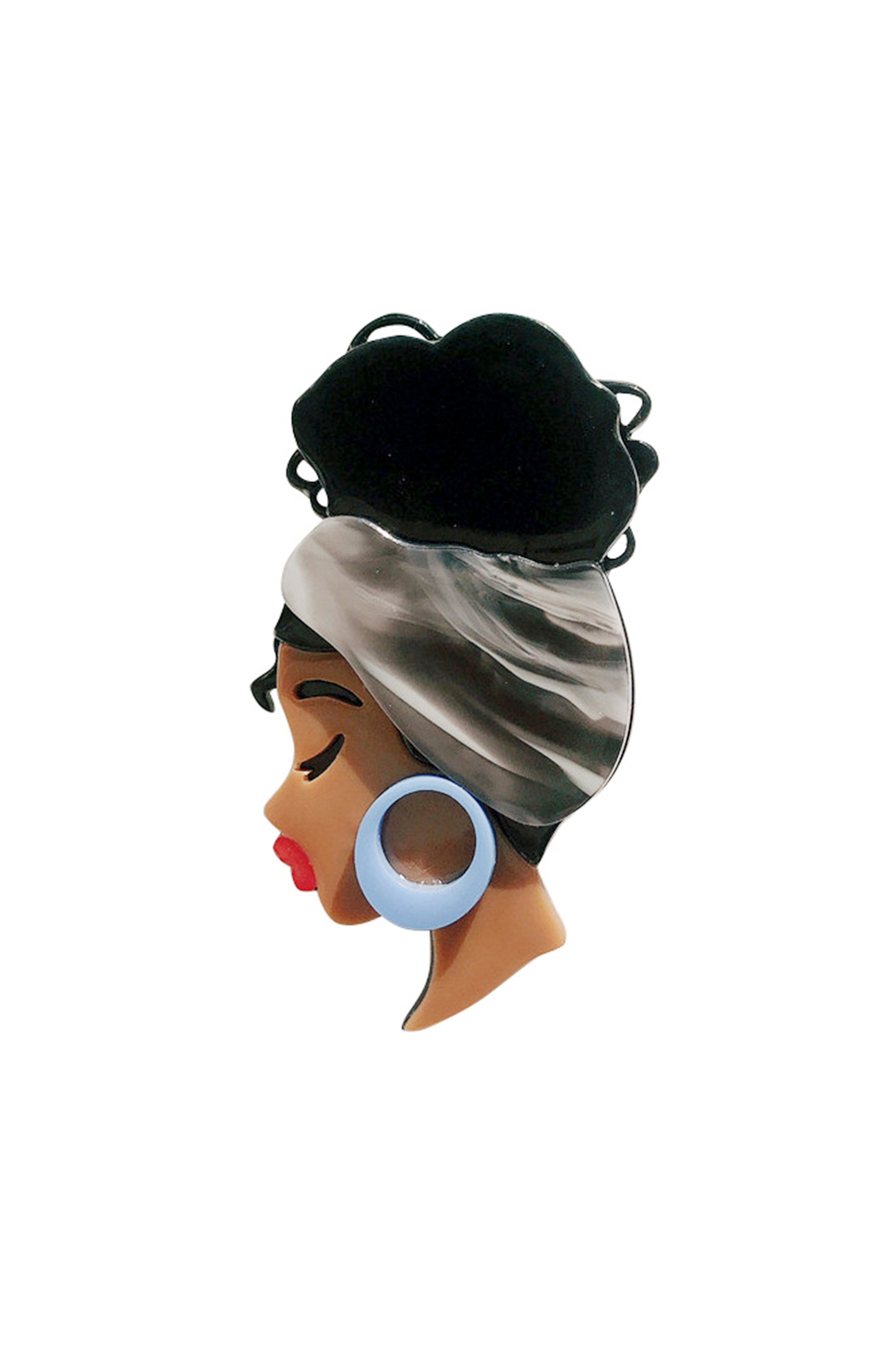 Headscarf Big Earrings Girl Acrylic Brooch PA4091