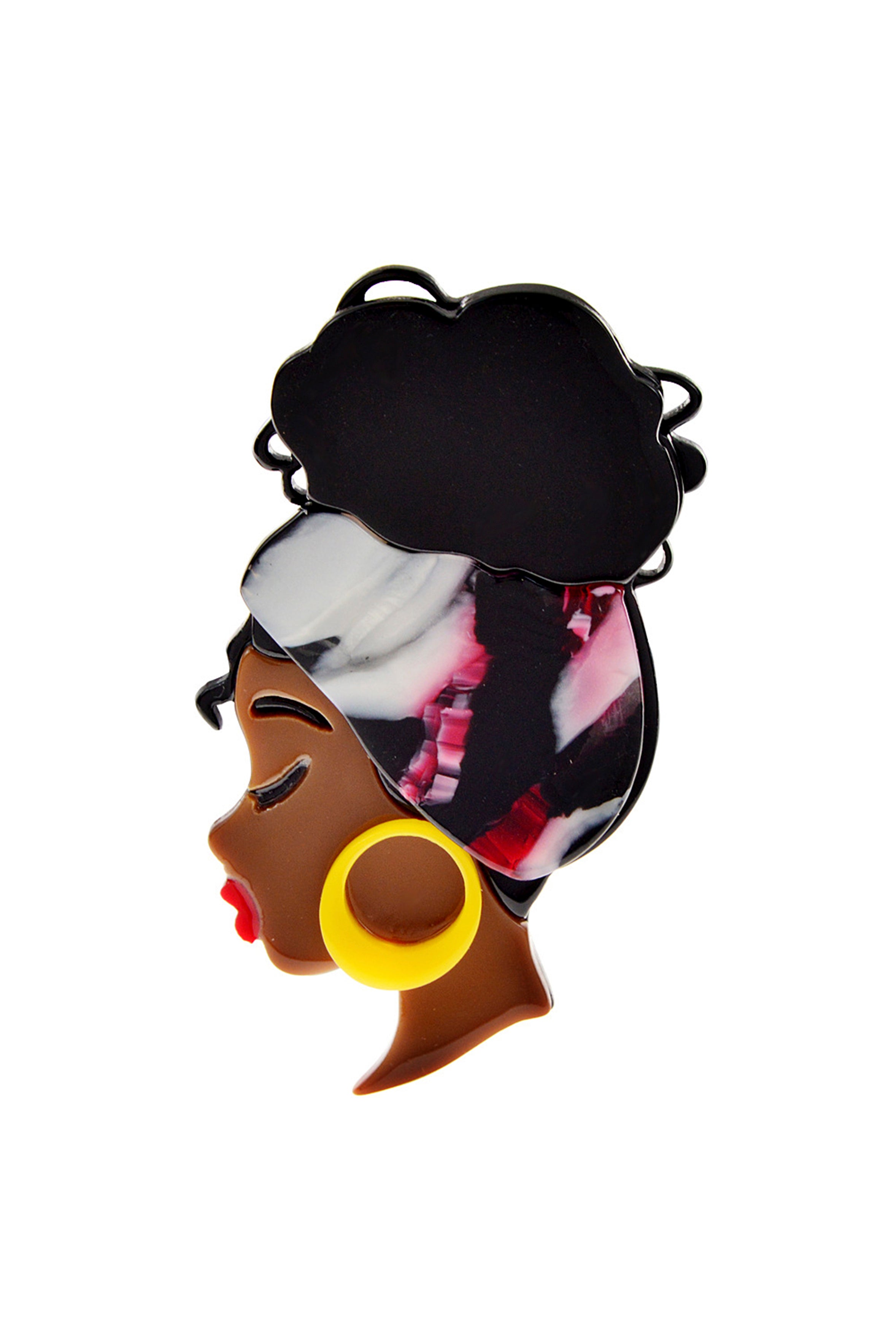 Headscarf Big Earrings Girl Acrylic Brooch PA4091