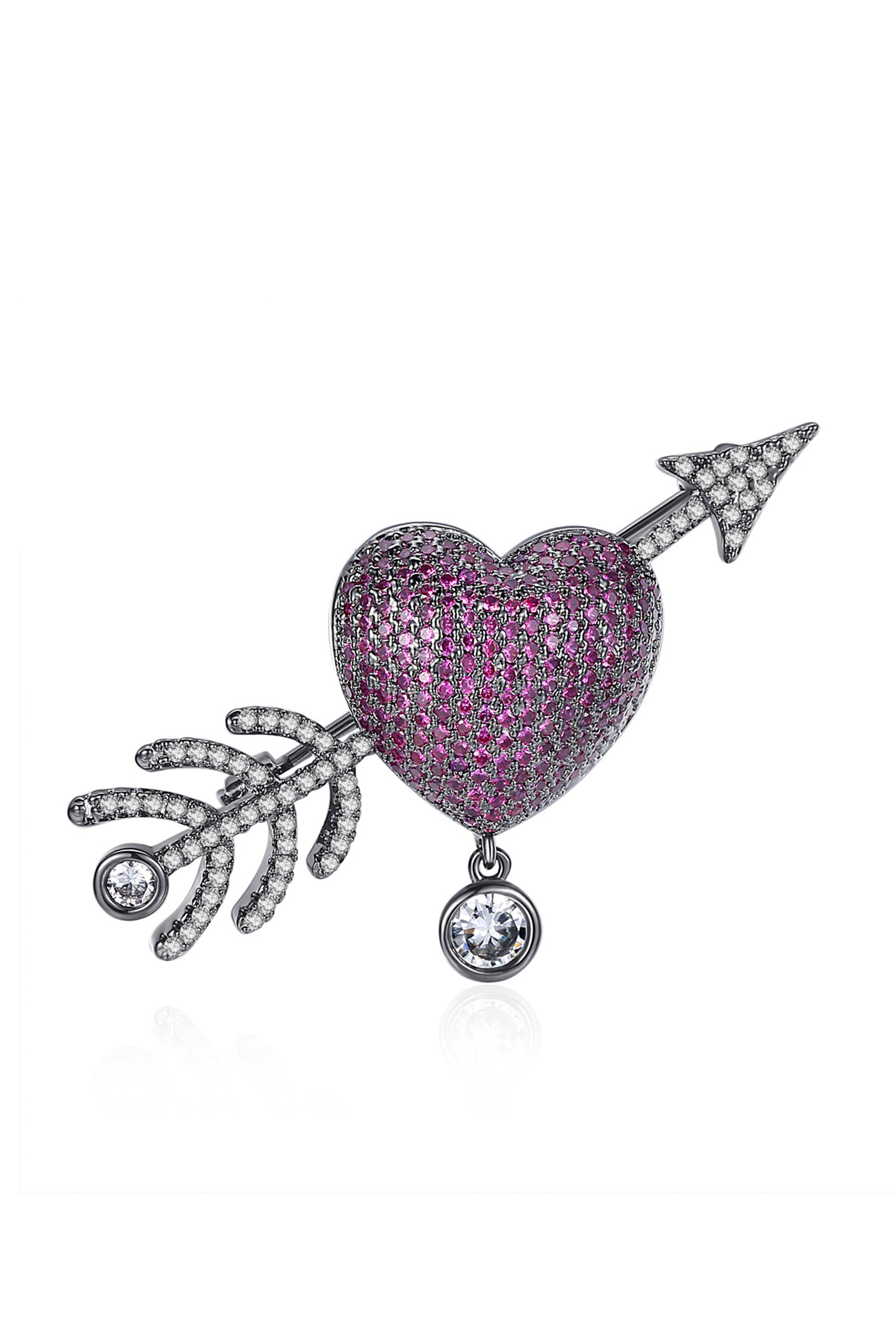 Piercing Arrow Heart Cubic Zirconia Brooch PA4392