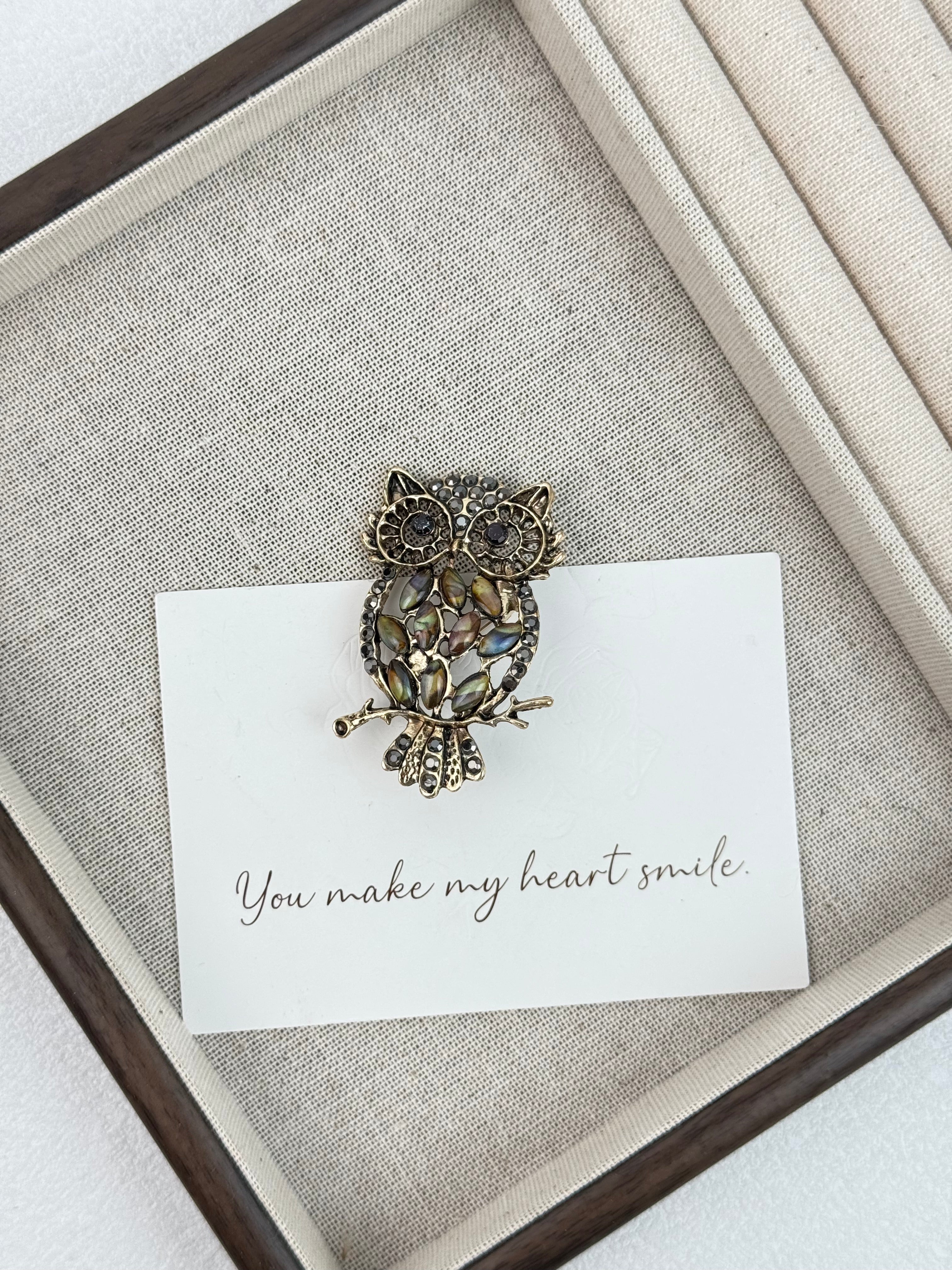 Owl Alloy Brooch PA4475