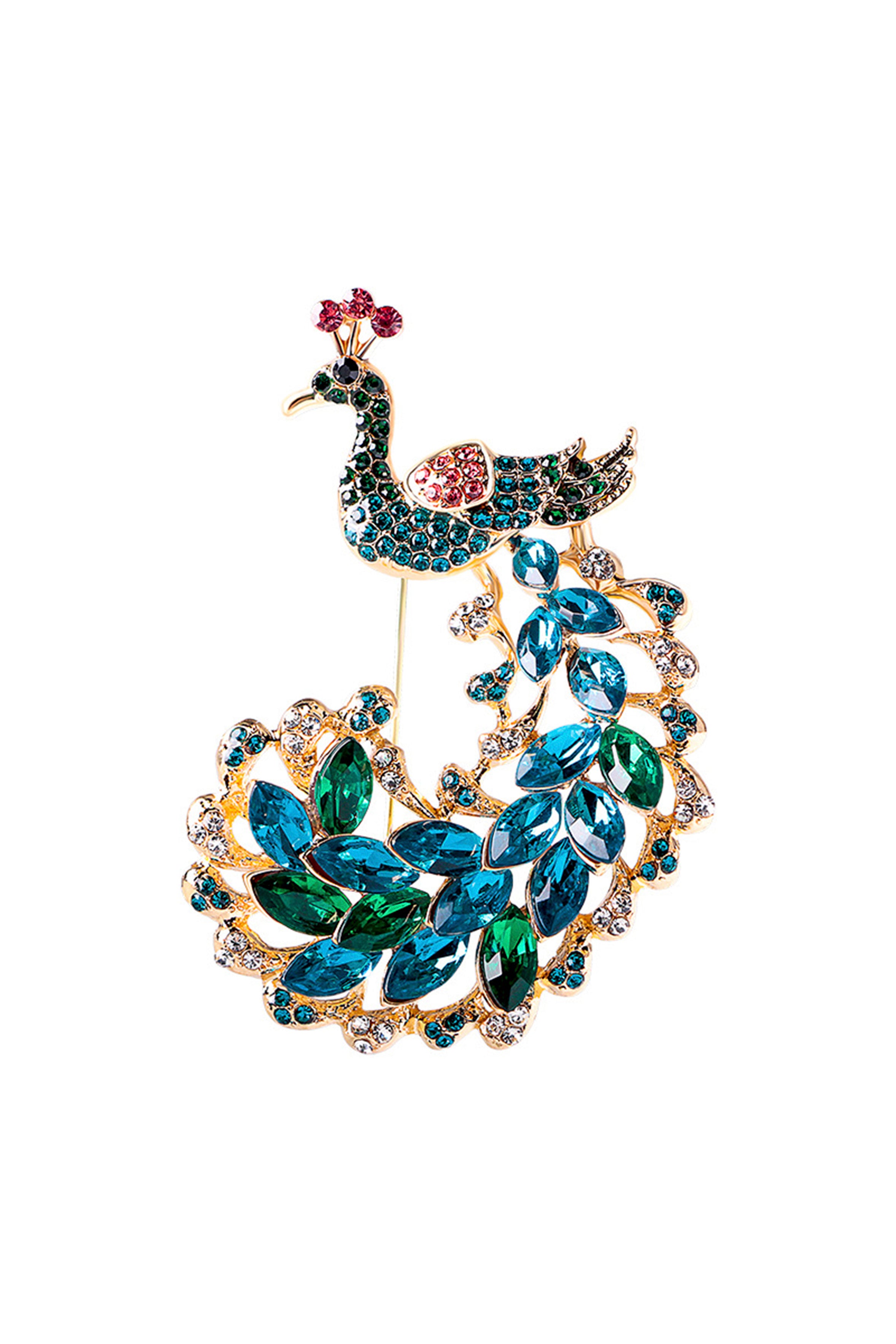 Peacock Rhinestone Brooch PA4521