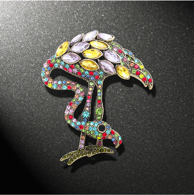 Flamingo Rhinestone Brooch PA4531