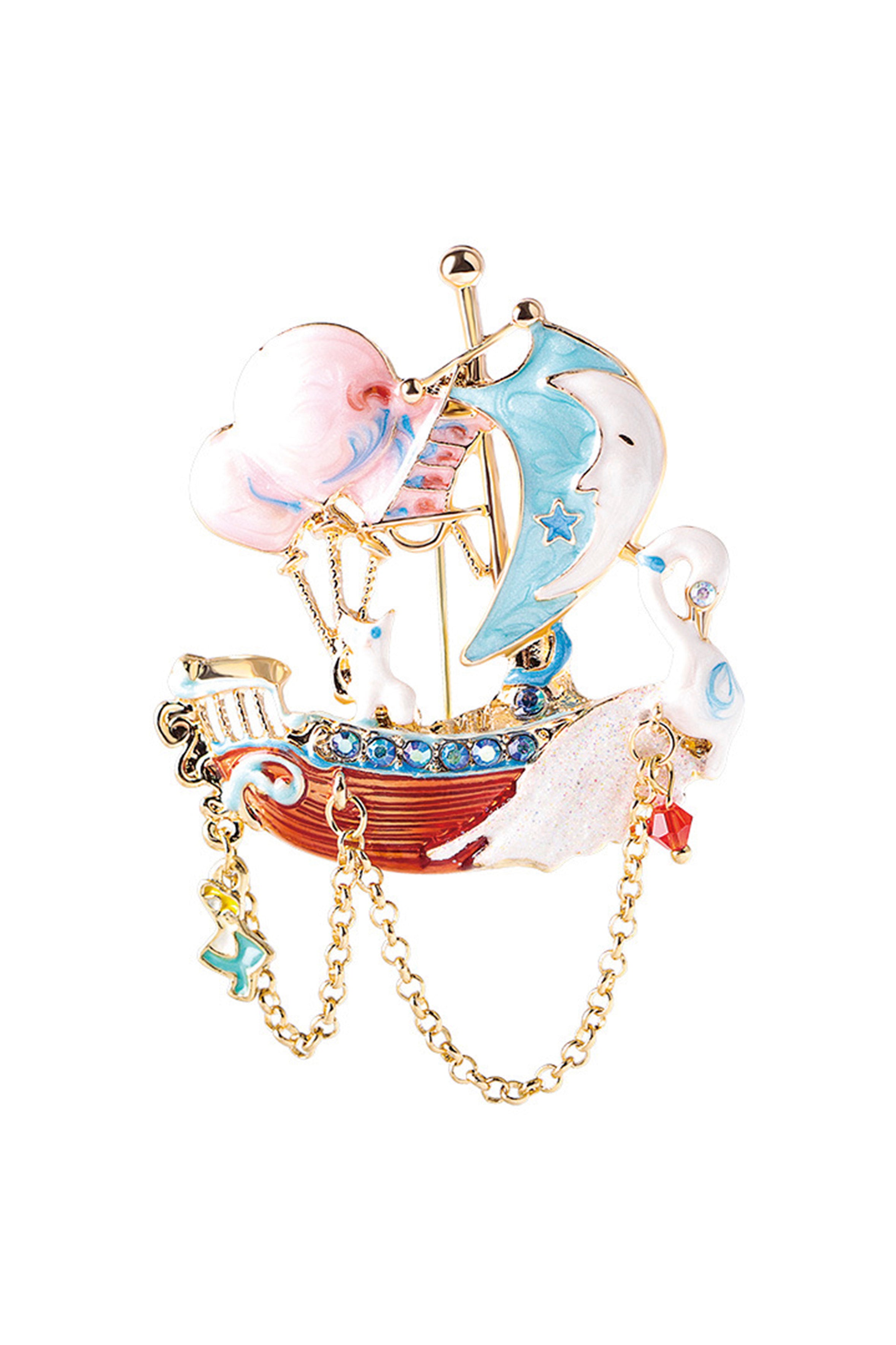 Sailboat Crystal Alloy Brooch PA4569