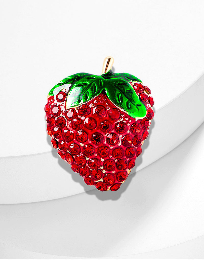 Strawberry Rhinestone Brooch PA4714