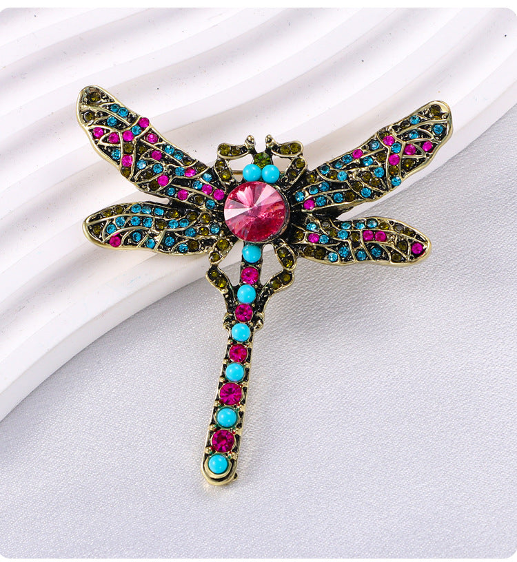 Broche de libélula con alas de diamantes de imitación PA5136 