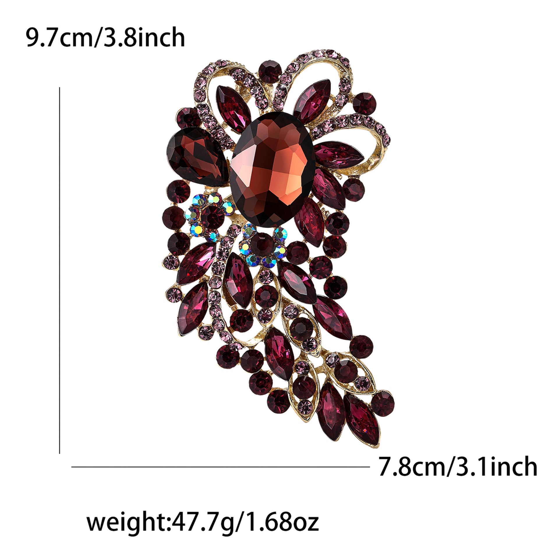 Large Rhinestone Leaf Oval Brooch PA5292 – Ole