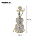 Rhinestone Pearl Instrument Violin Brooch PA5295