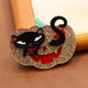 Pumpkin With Black Kitten Acrylic Brooch PA5346