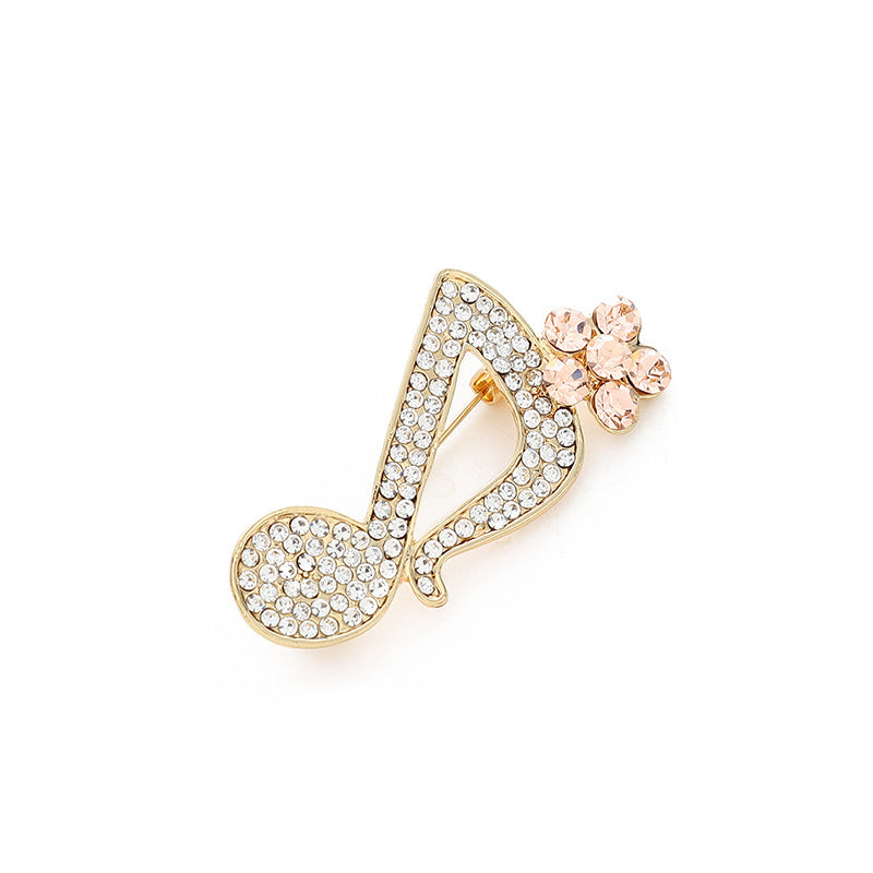 Rhinestone Music Note Design Brooch Pin PA5352 Ole