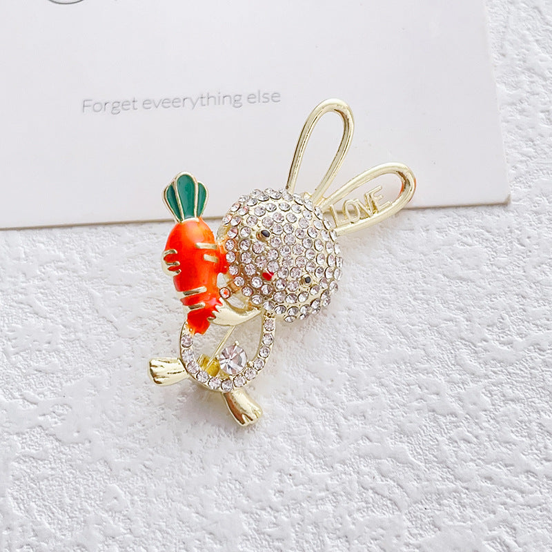 Love Rabbit Rhinestone Easter Small Brooch Pin PA5359 Ole