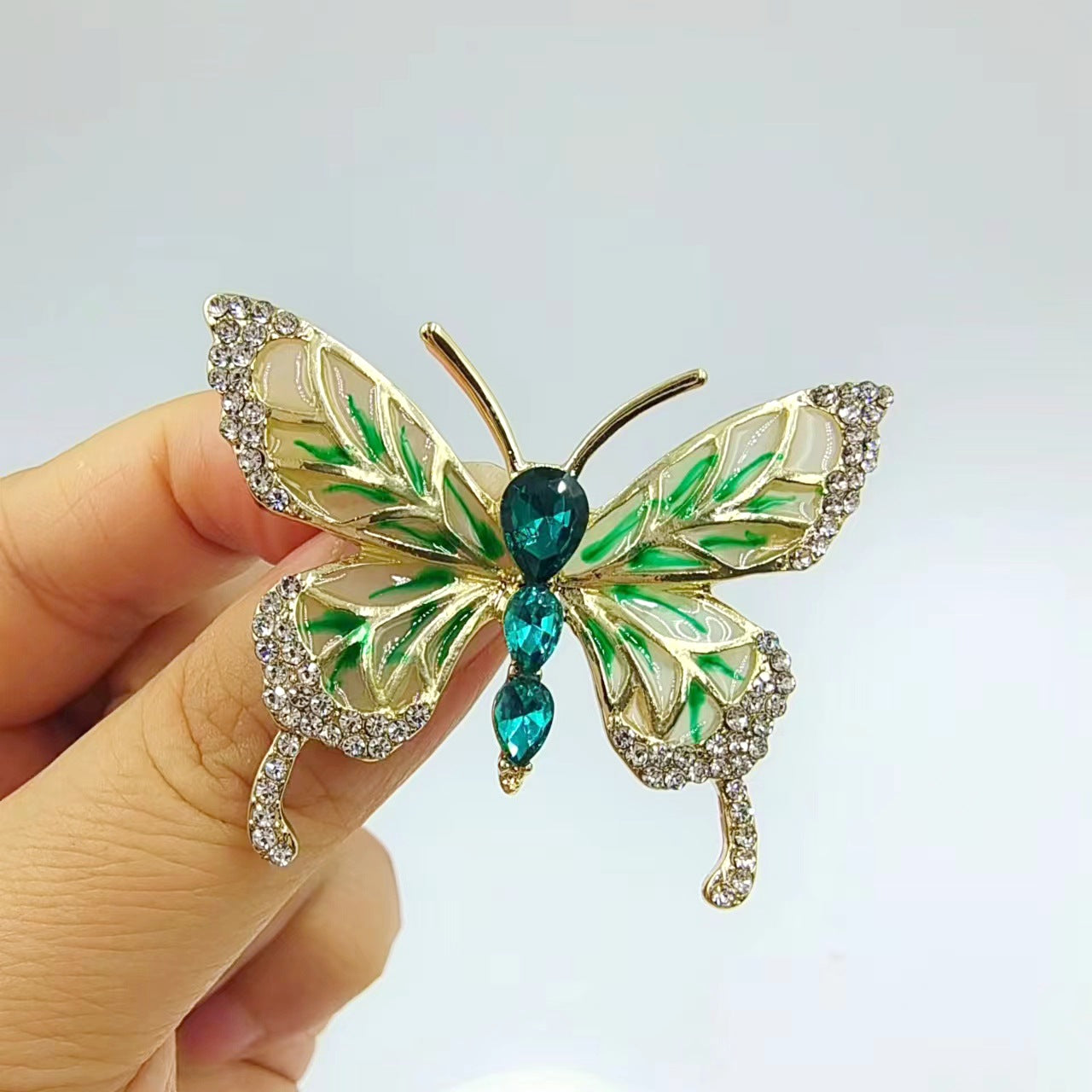 Butterfly on Green Onyx brooch - Green Onym gemstone with freshwater good pearls / can choose Burgundy color in option