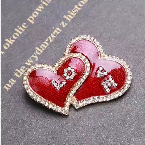 Heart Shaped Alloy Rhinestone Brooch PA6015