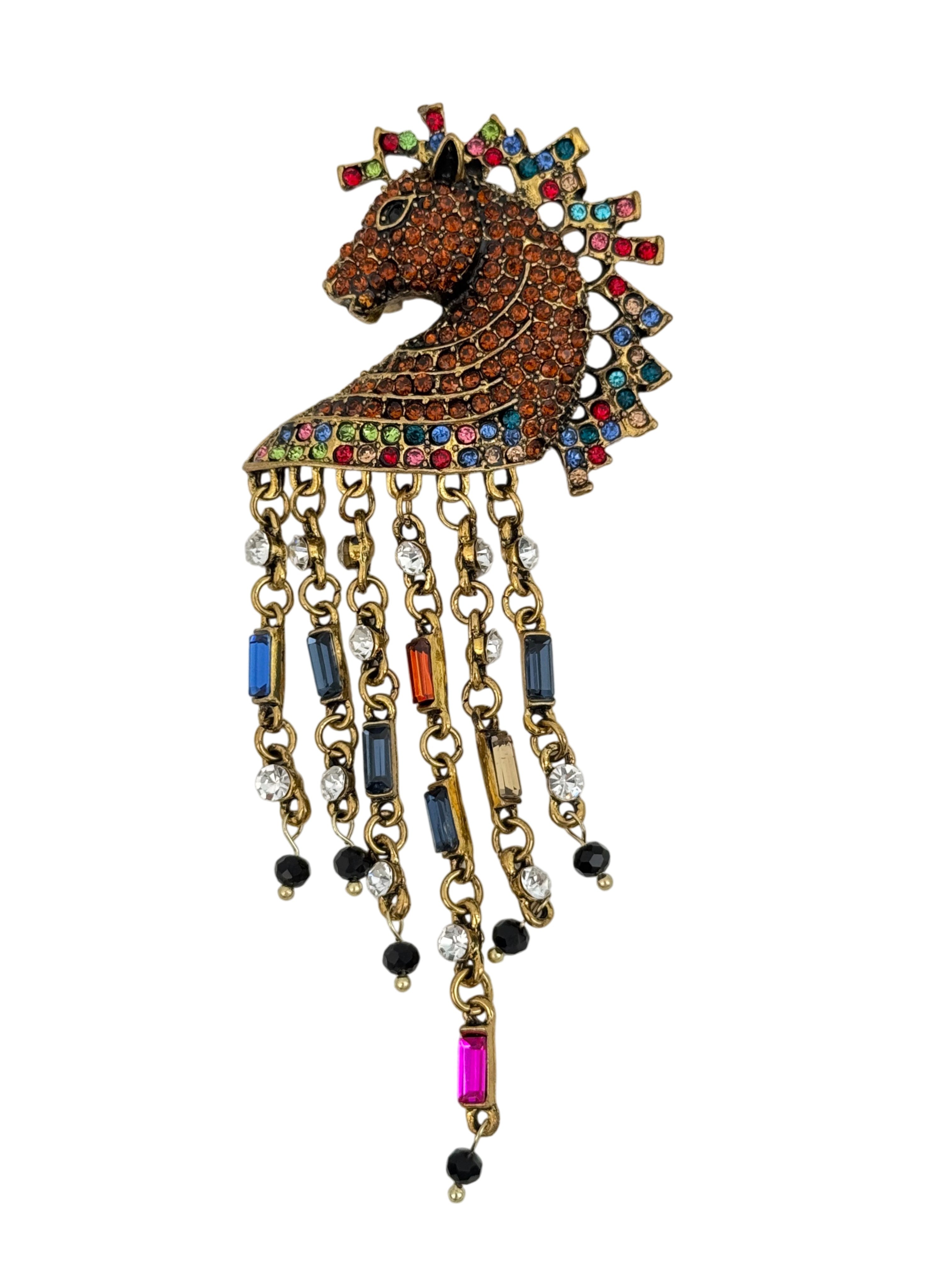 Horse Alloy Rhinestone Brooch PA6112