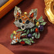 Fox Alloy Rhinestone Brooch PA6166