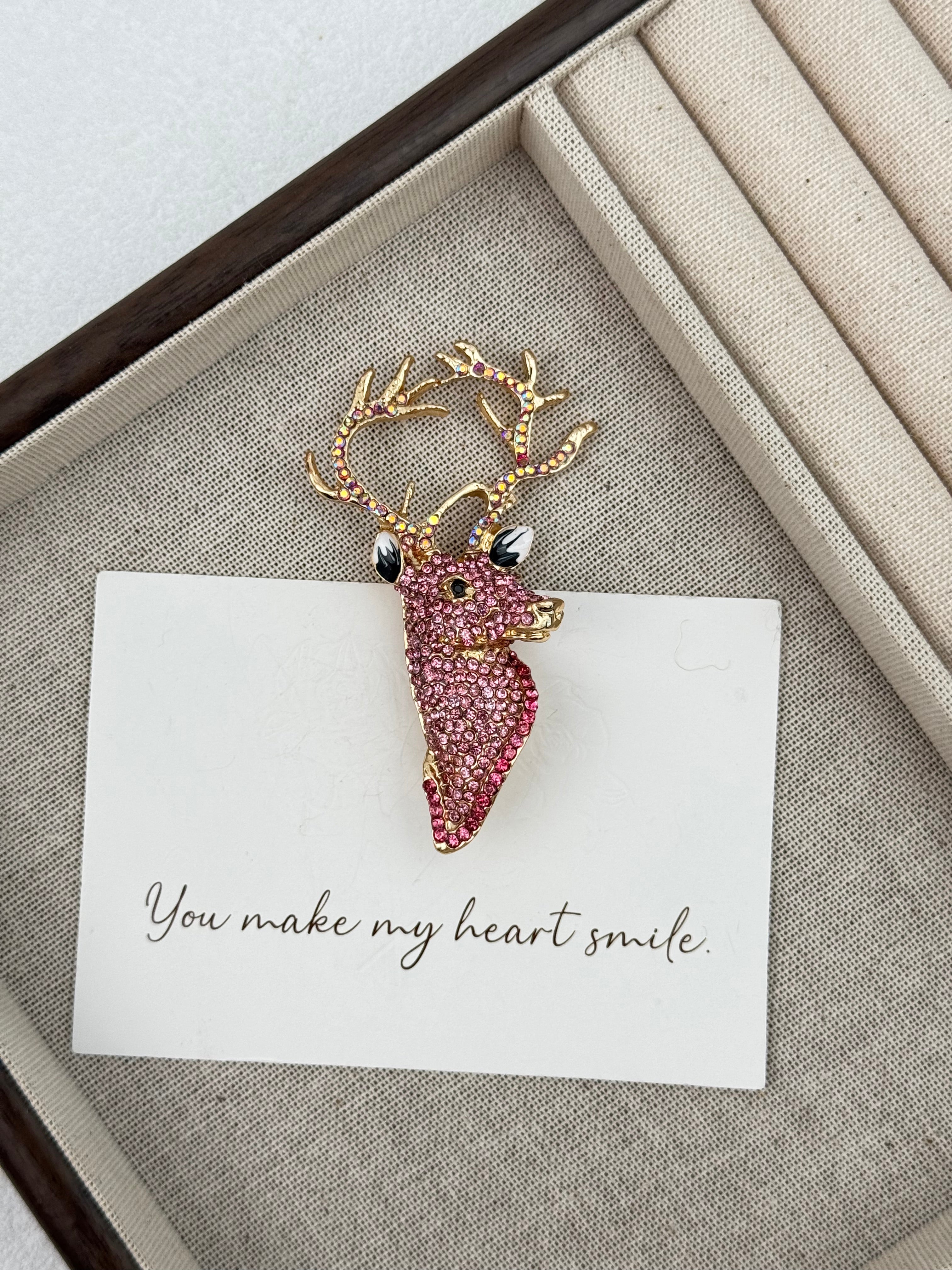 Deer Alloy Rhinestone Brooch PA6449