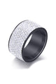 Rhinestone Stainless Steel Rings R1576 - WH-BK
