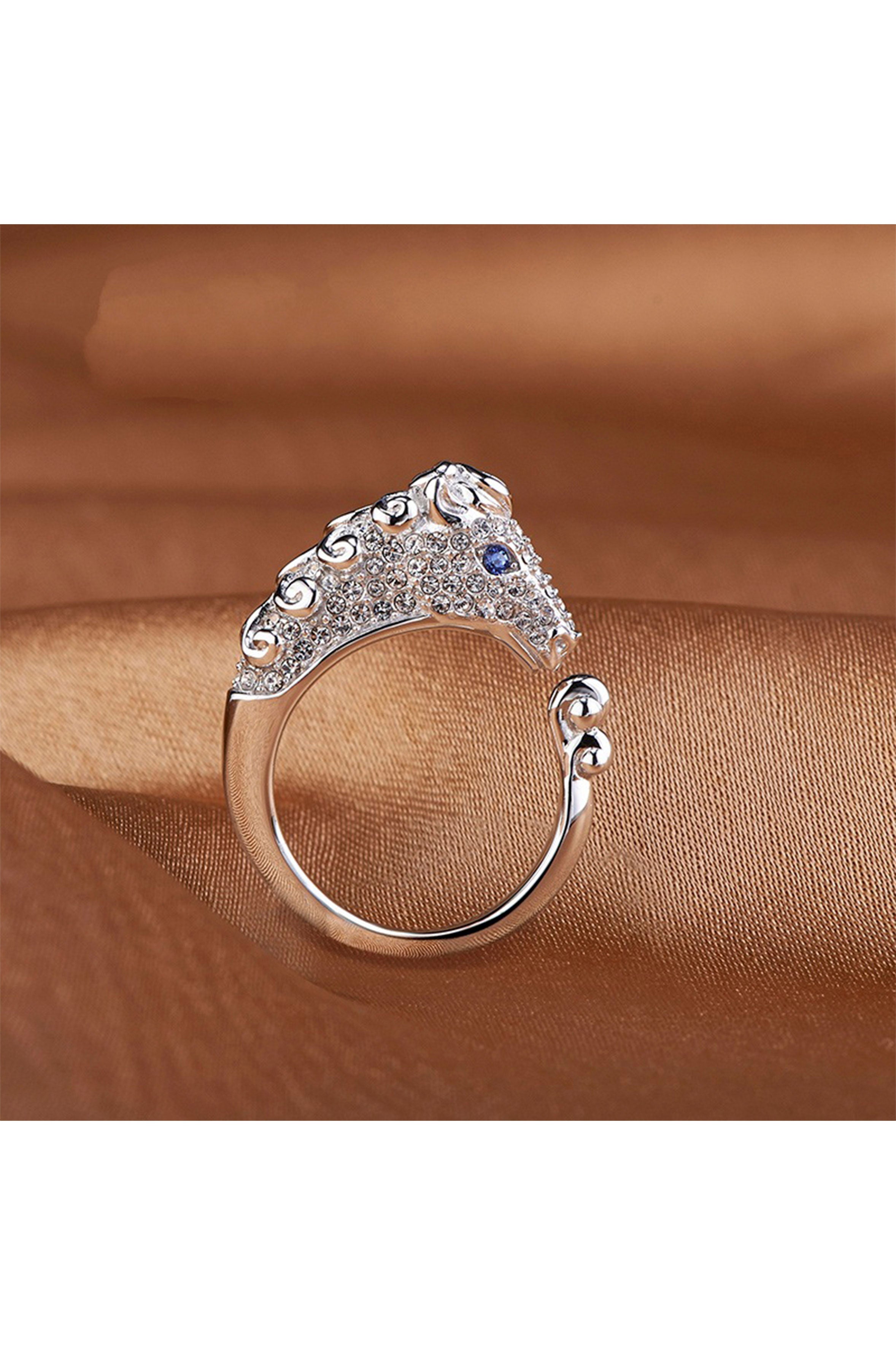 Horse Rhinestone 925 Silver Rings R2293