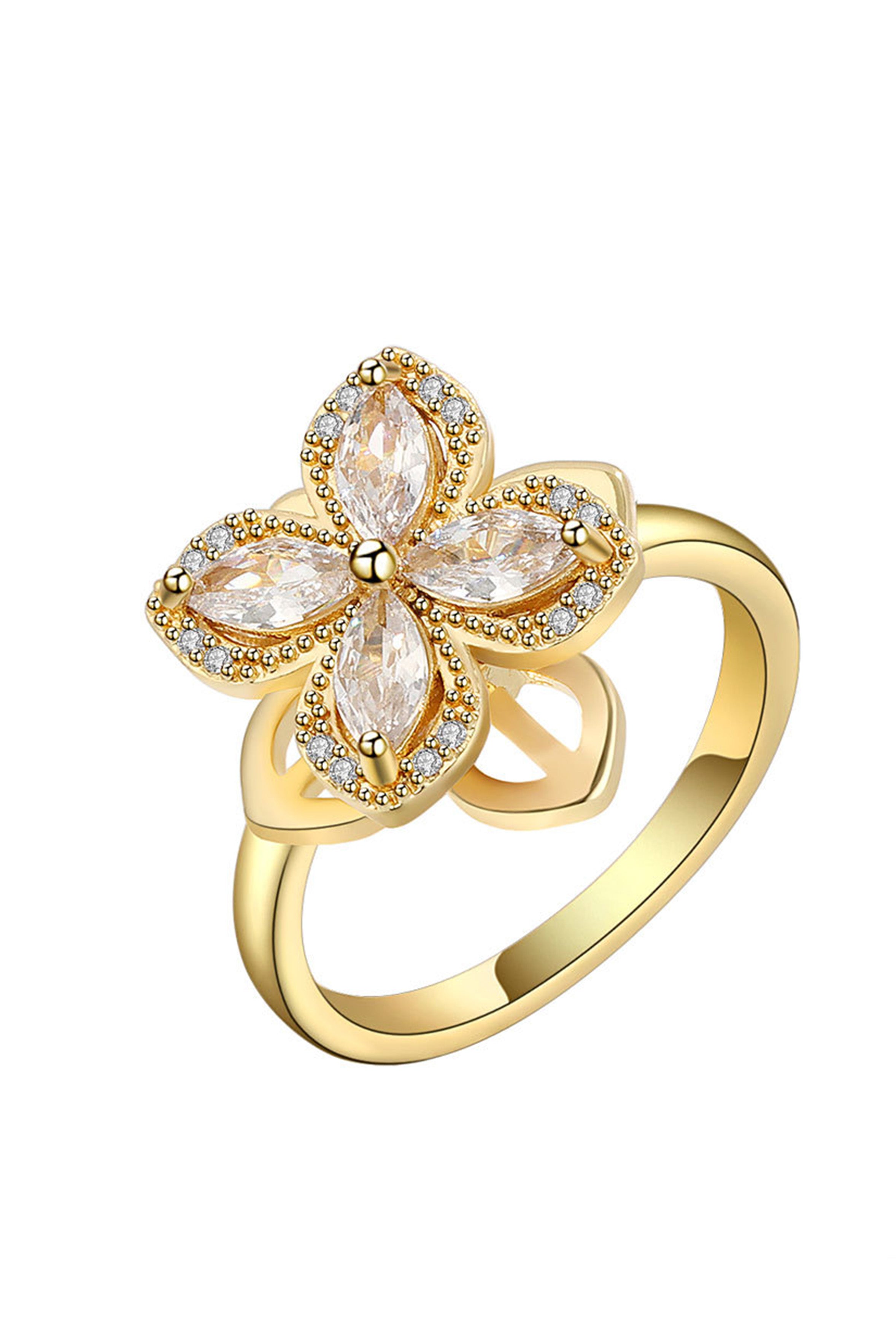 Clover Cubic Zirconia Rotating Rings R2386