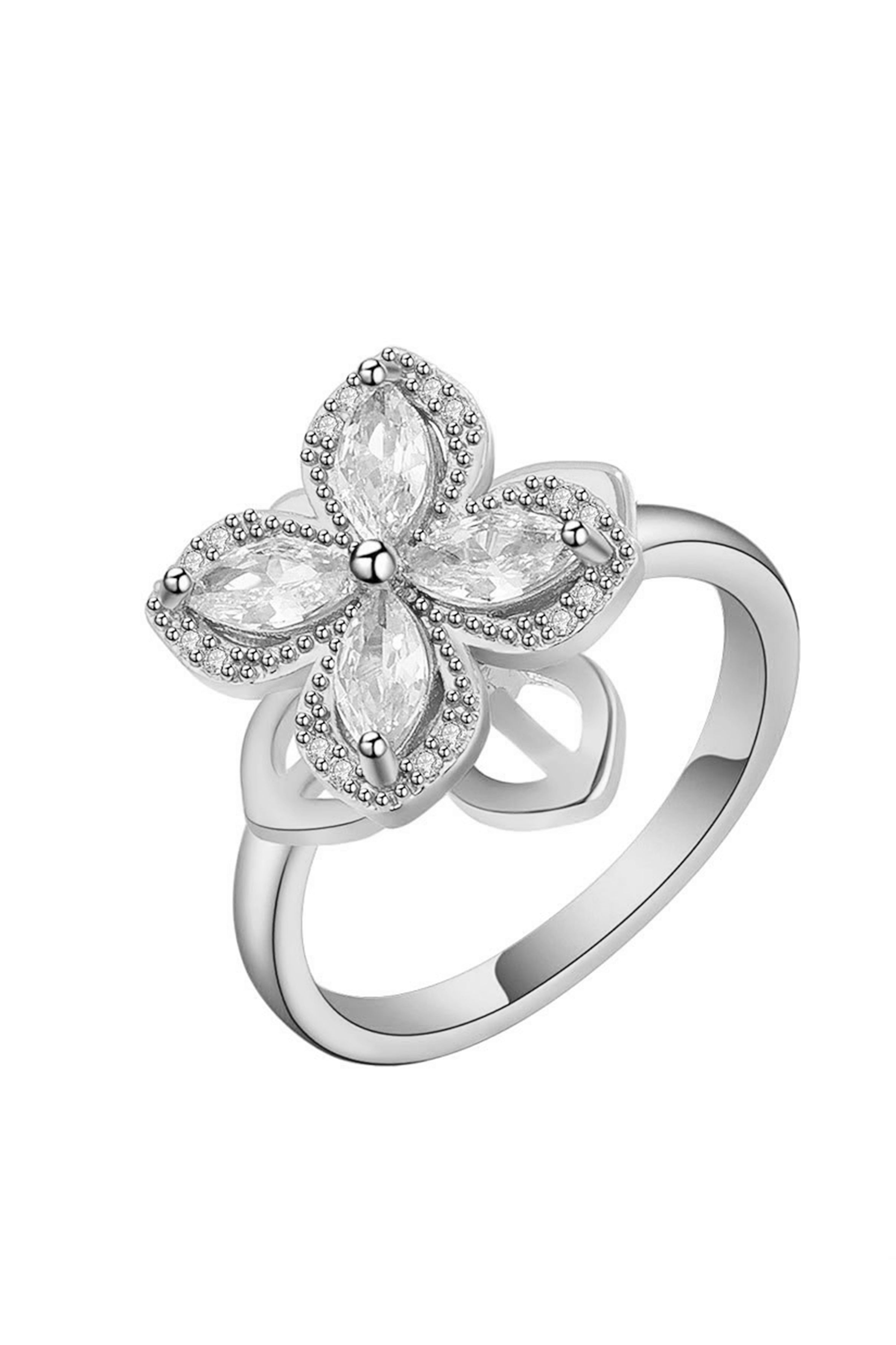 Clover Cubic Zirconia Rotating Rings R2386