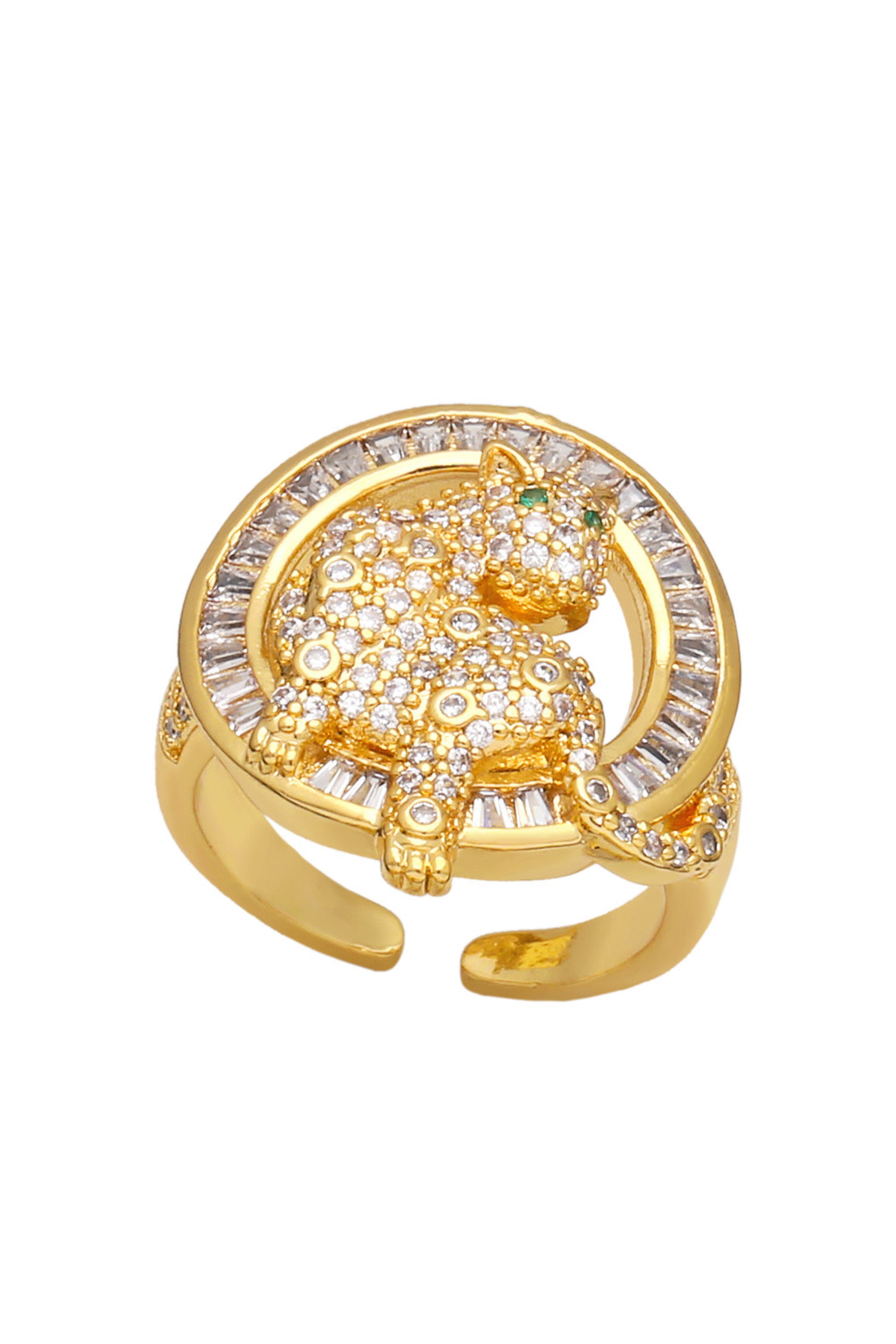 Anillos de circonita cúbica con círculo de leopardo R2450