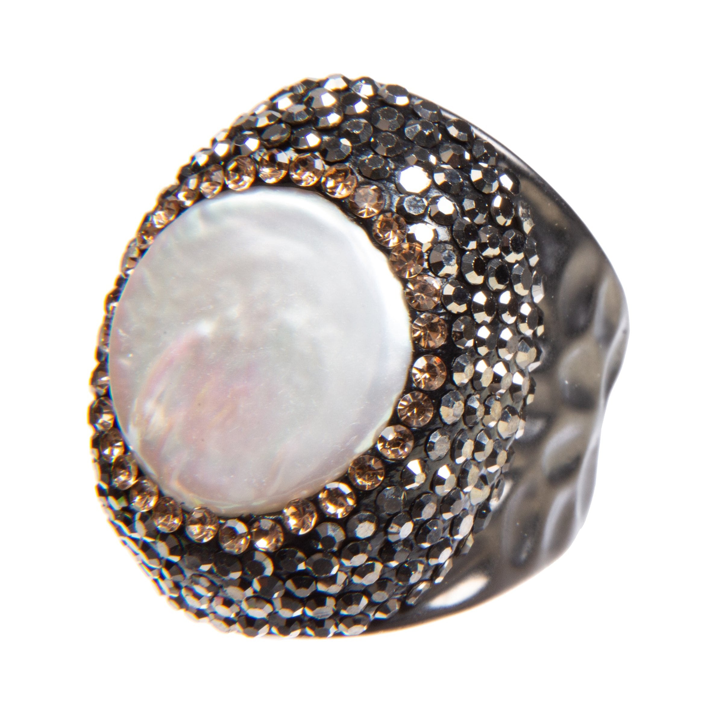 Irregular Fresh Water Pearl Rhinestone Alloy Ring R2530