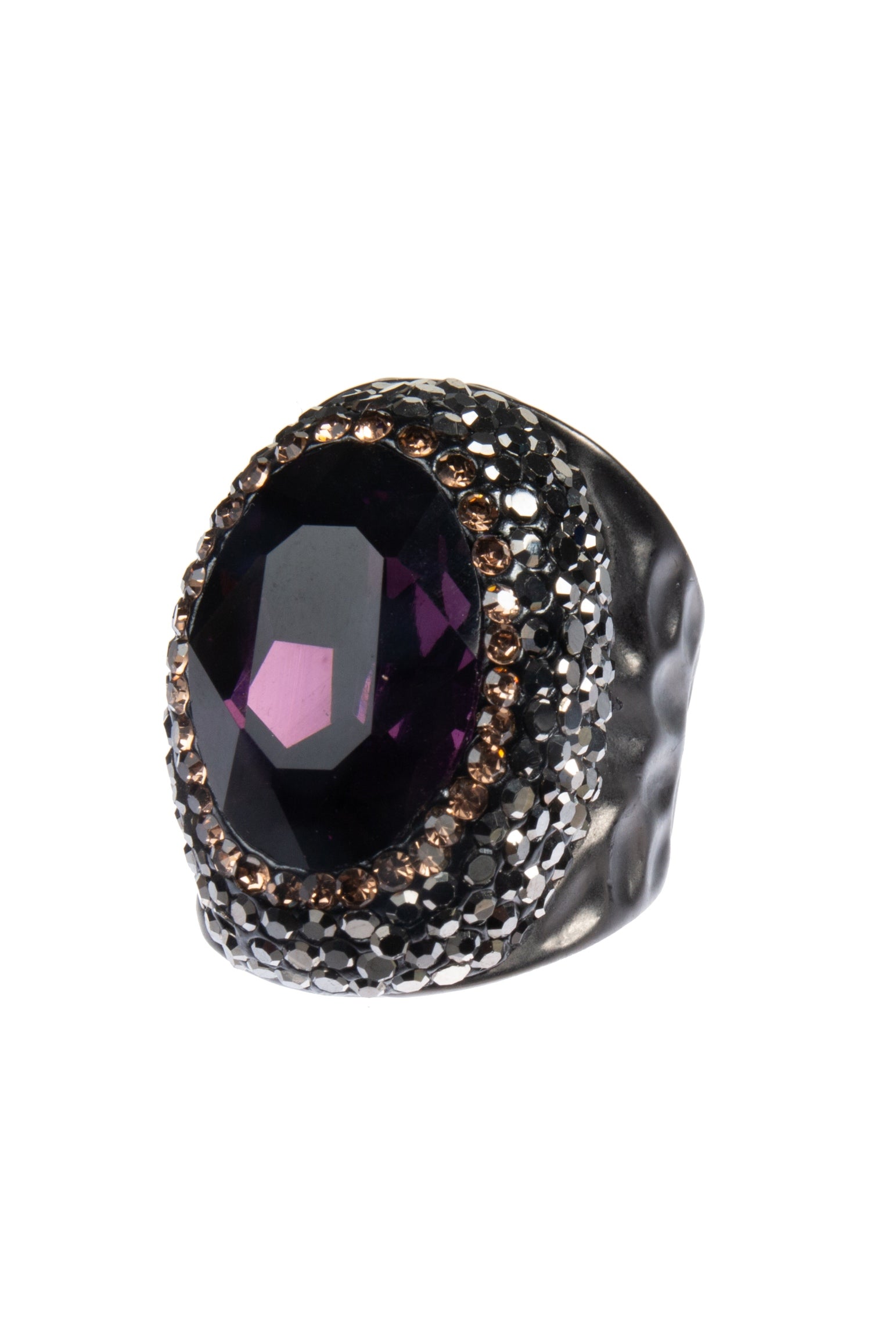 Glass Rhinestone Alloy Rings R2543-Purple