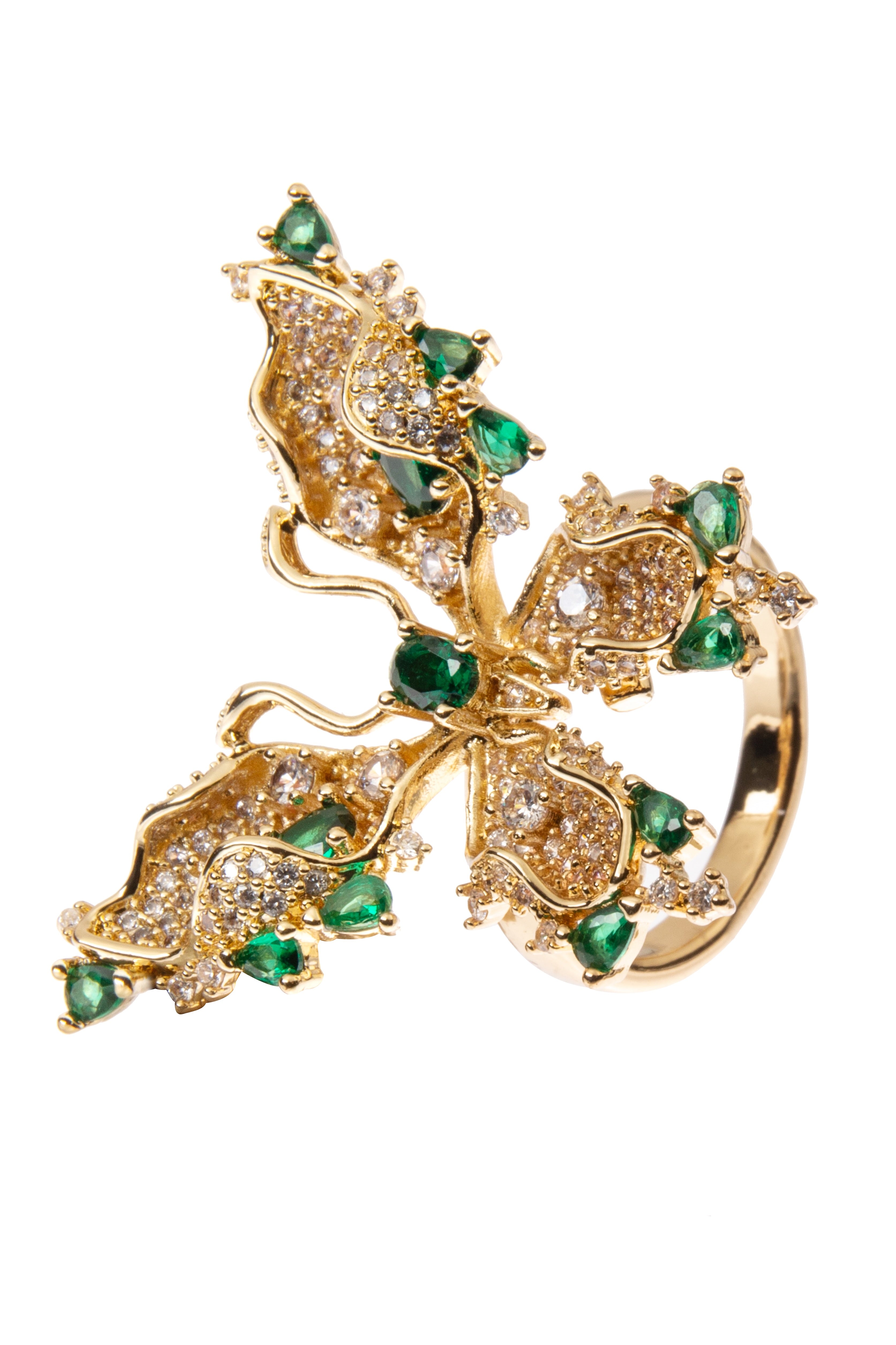 Butterfly Cubic Zirconia Alloy Flower Ring R2664