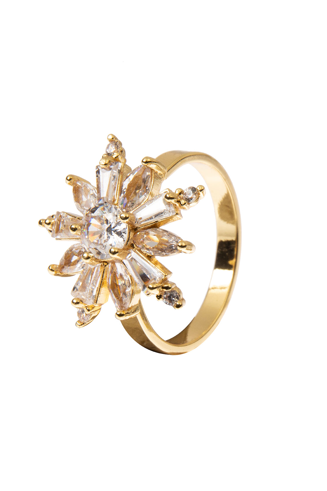 Flower Cubic Zirconia Alloy Ring R2709