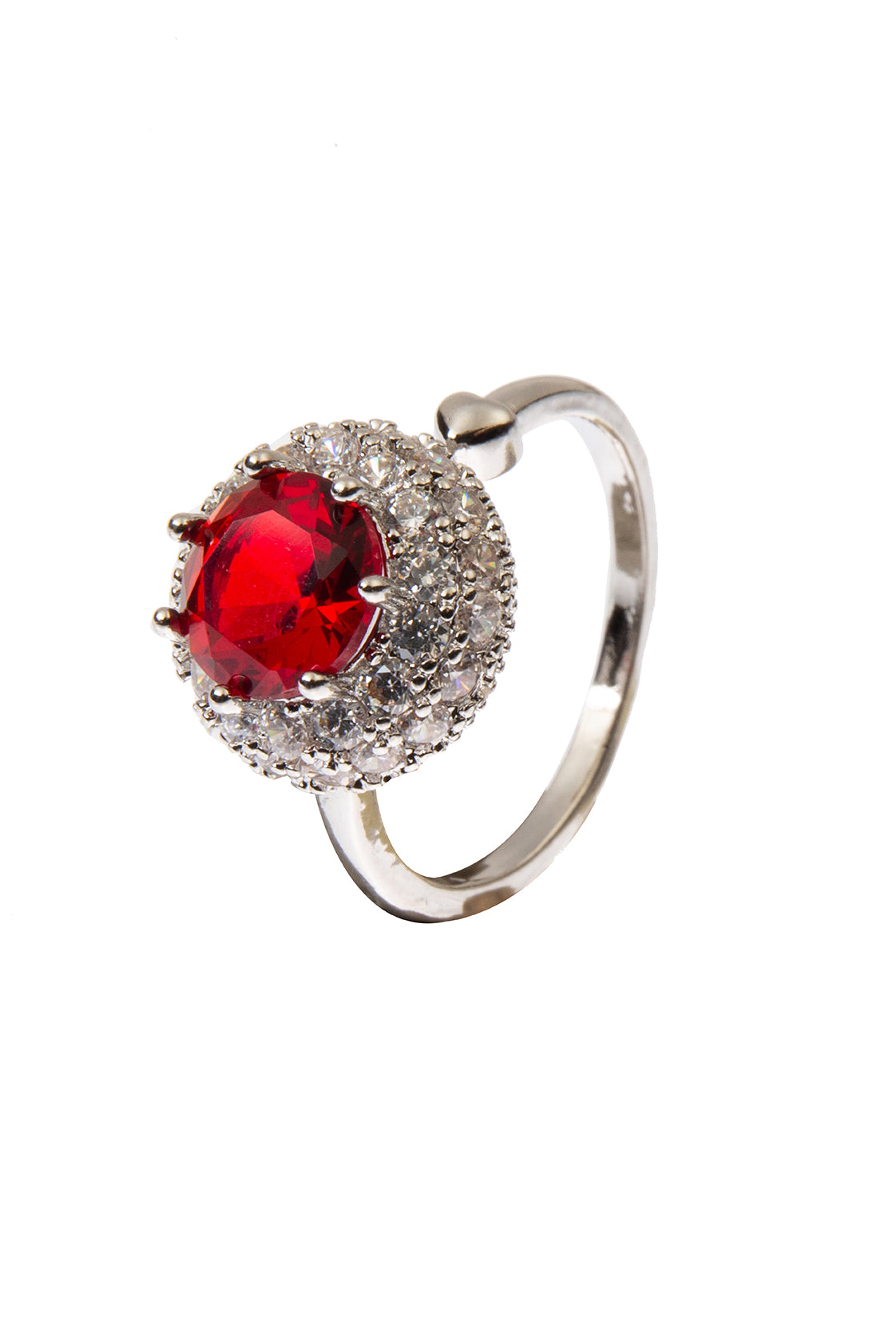Ruby Cubic Zirconia Alloy Flower Ring R2711