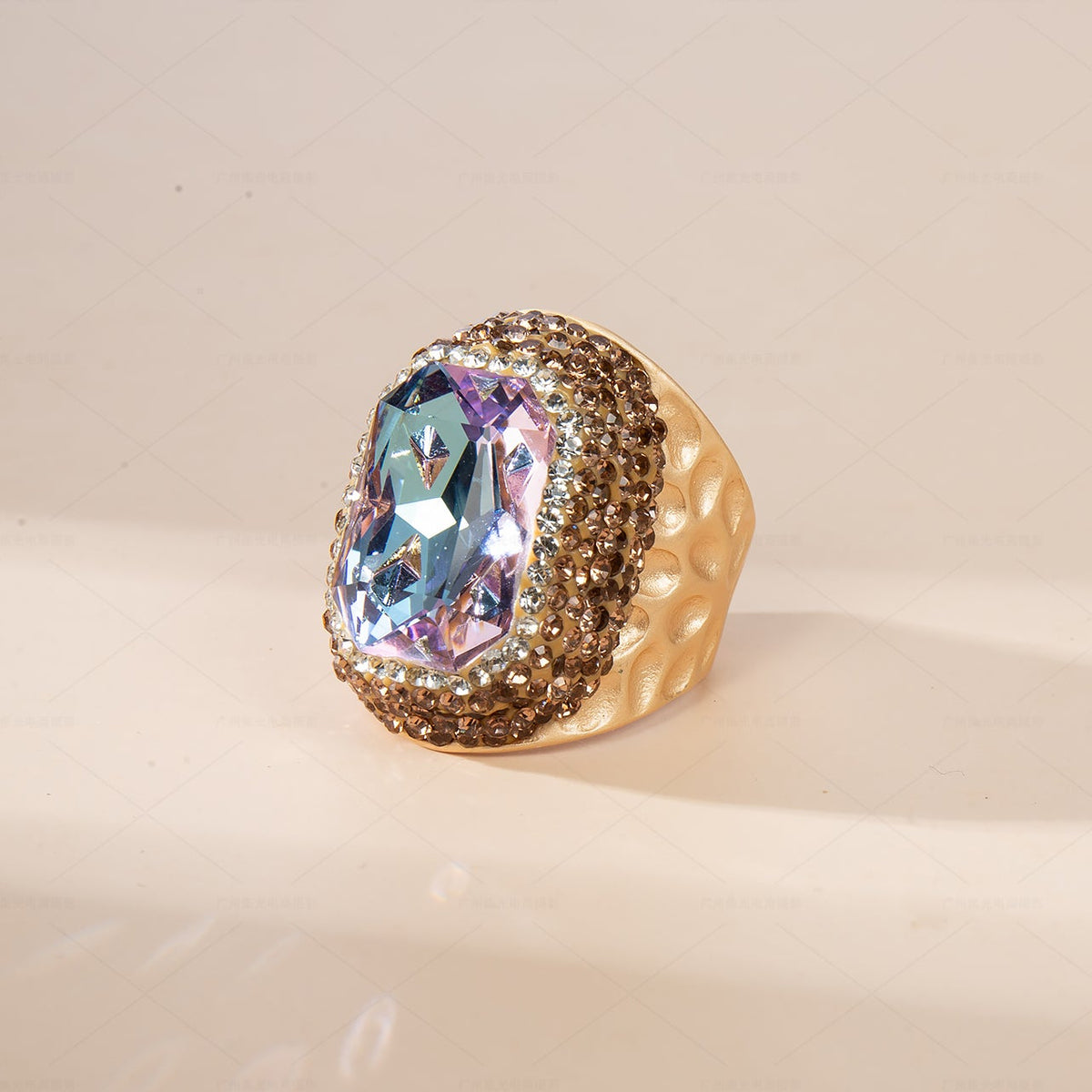 Glass Rhinestone Alloy Rings R2719-Gold – Ole
