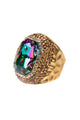 Glass Rhinestone Alloy Rings R2719-Gold