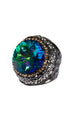 Glass Rhinestone Alloy Rings R2723-Black