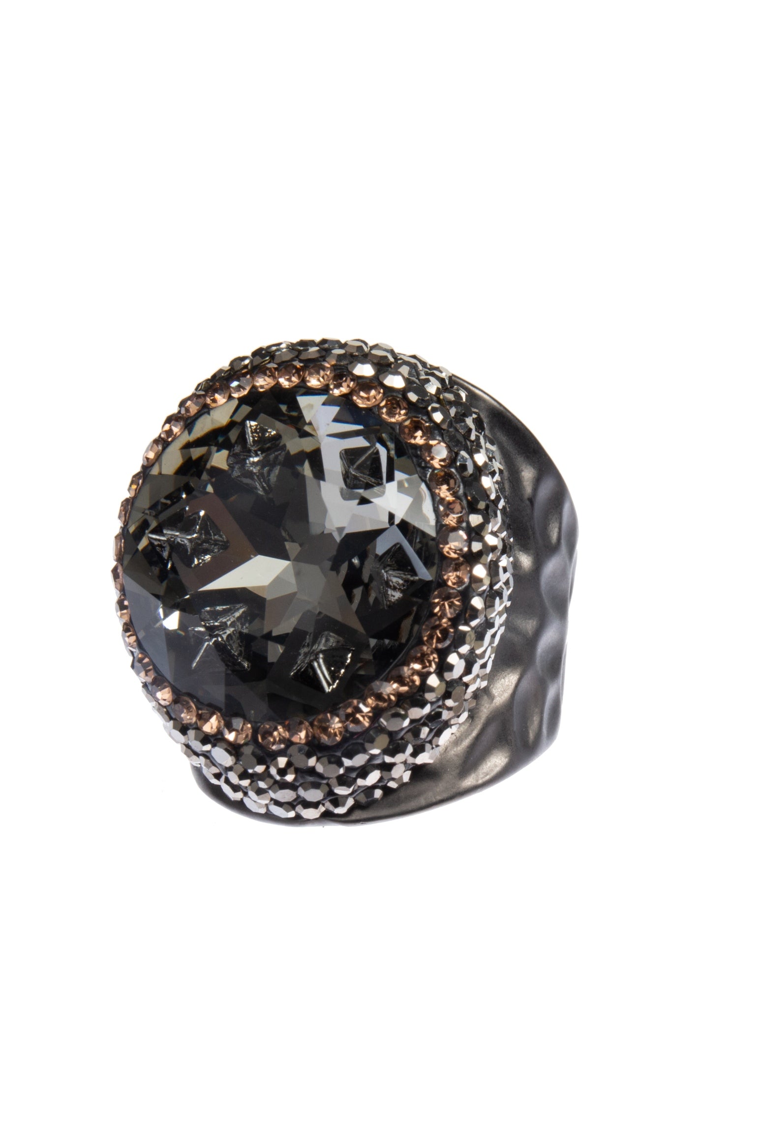Glass Rhinestone Alloy Rings R2723-Black