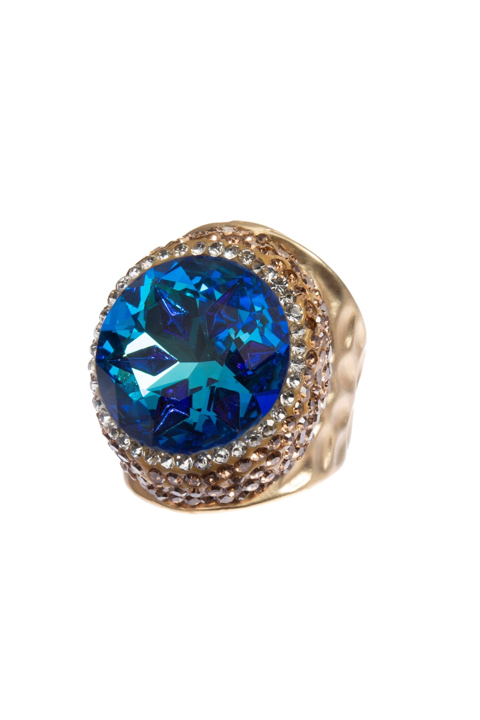 Glass Rhinestone Alloy Rings R2723-Gold