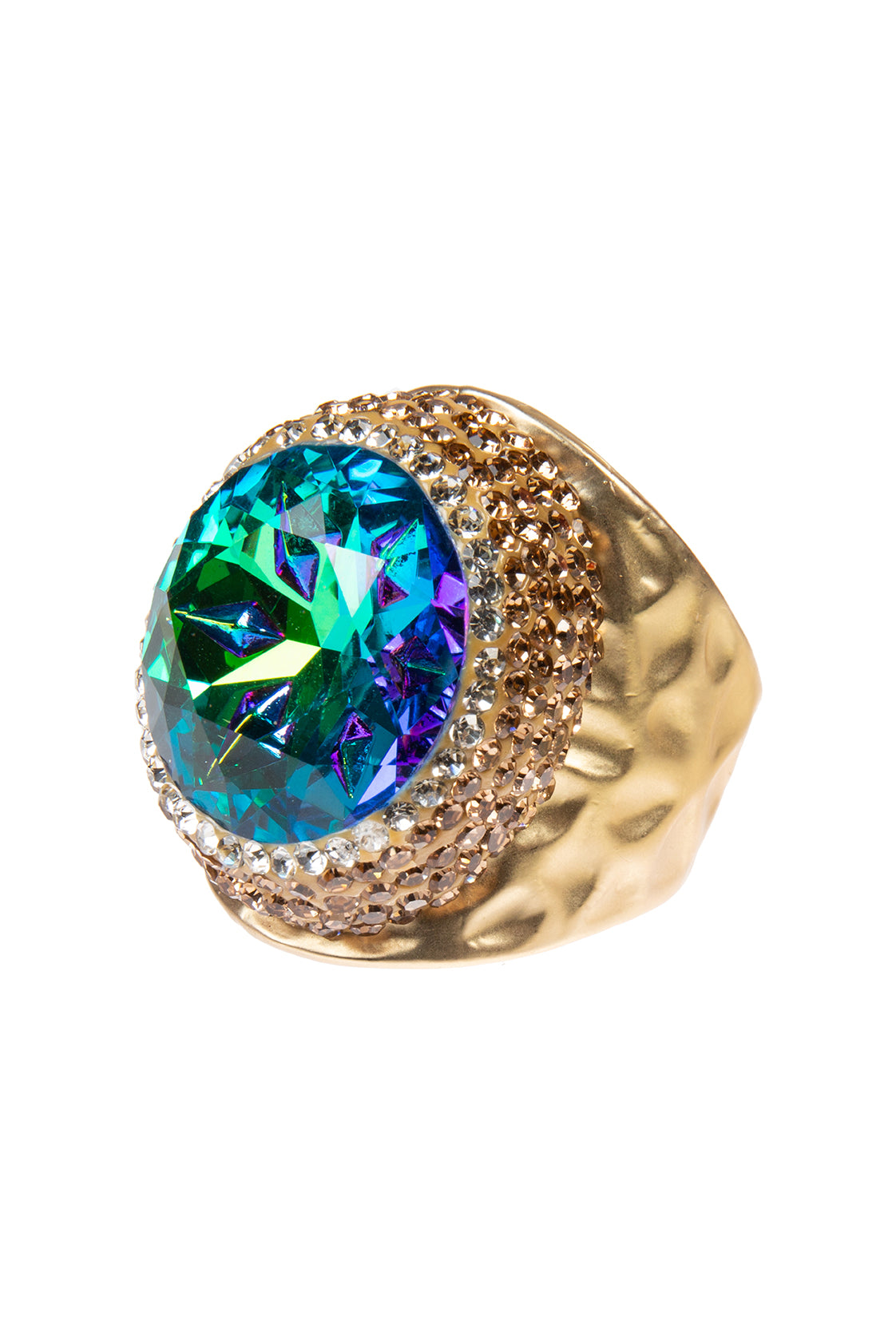 Glass Rhinestone Alloy Rings R2723-Gold